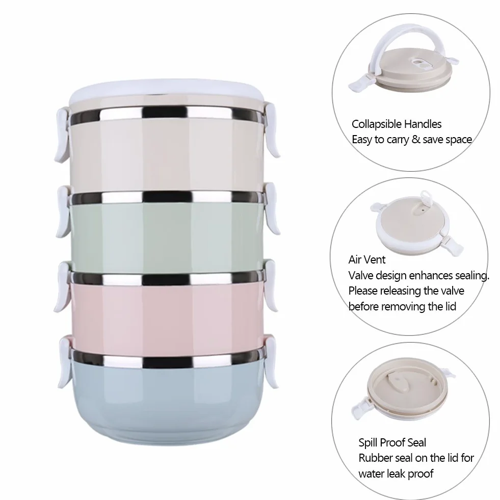 Gamelle de voyage portable en acier inoxydable à 4 niveaux pour animaux de compagnie