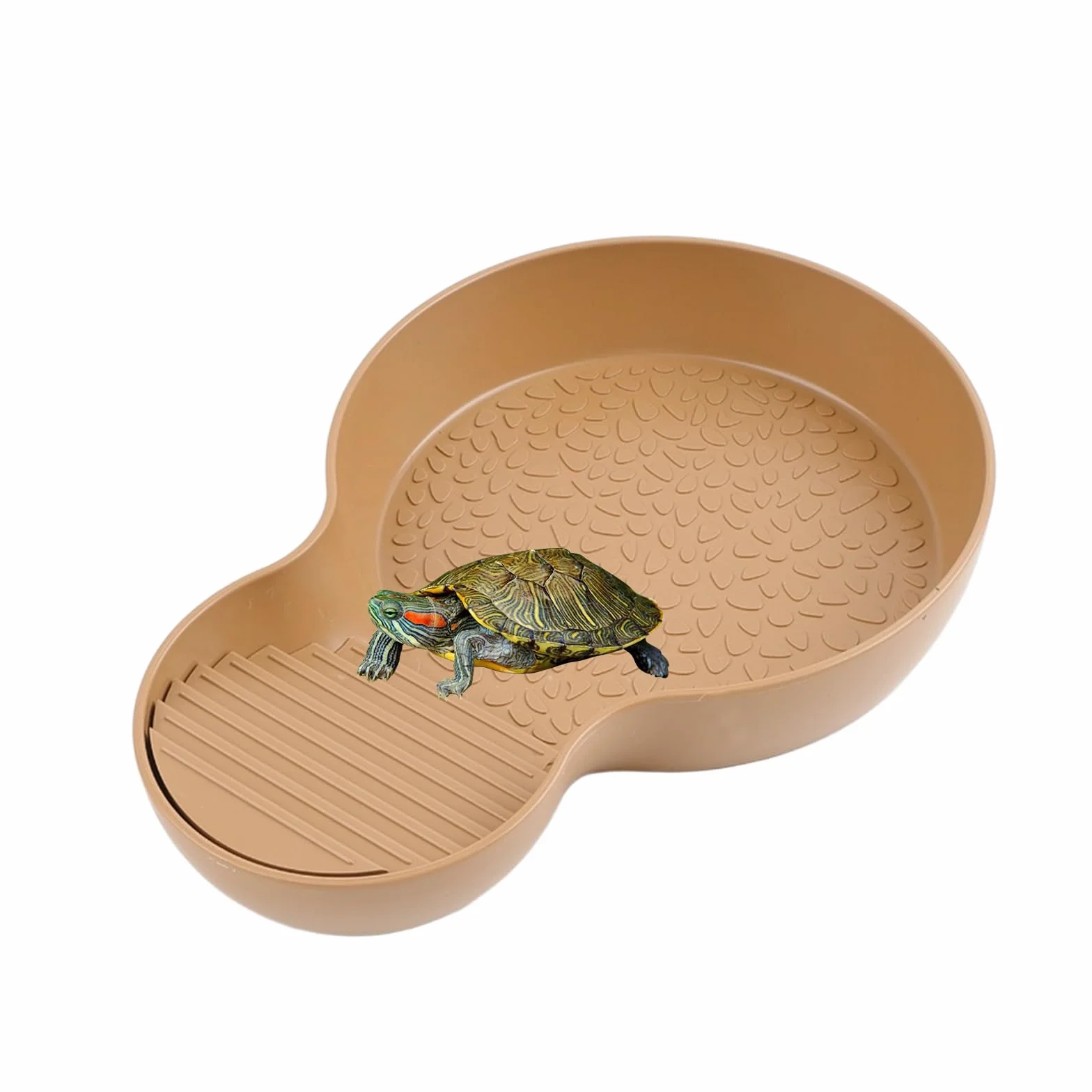 Abreuvoir Tortue Terrestre, Baignoire pour Reptiles avec Rampe, Bol à Eau pour Petites Tortues, Lézard, Amphibien et Autres Petits Reptiles (26,5 × 18 × 4,2 cm)