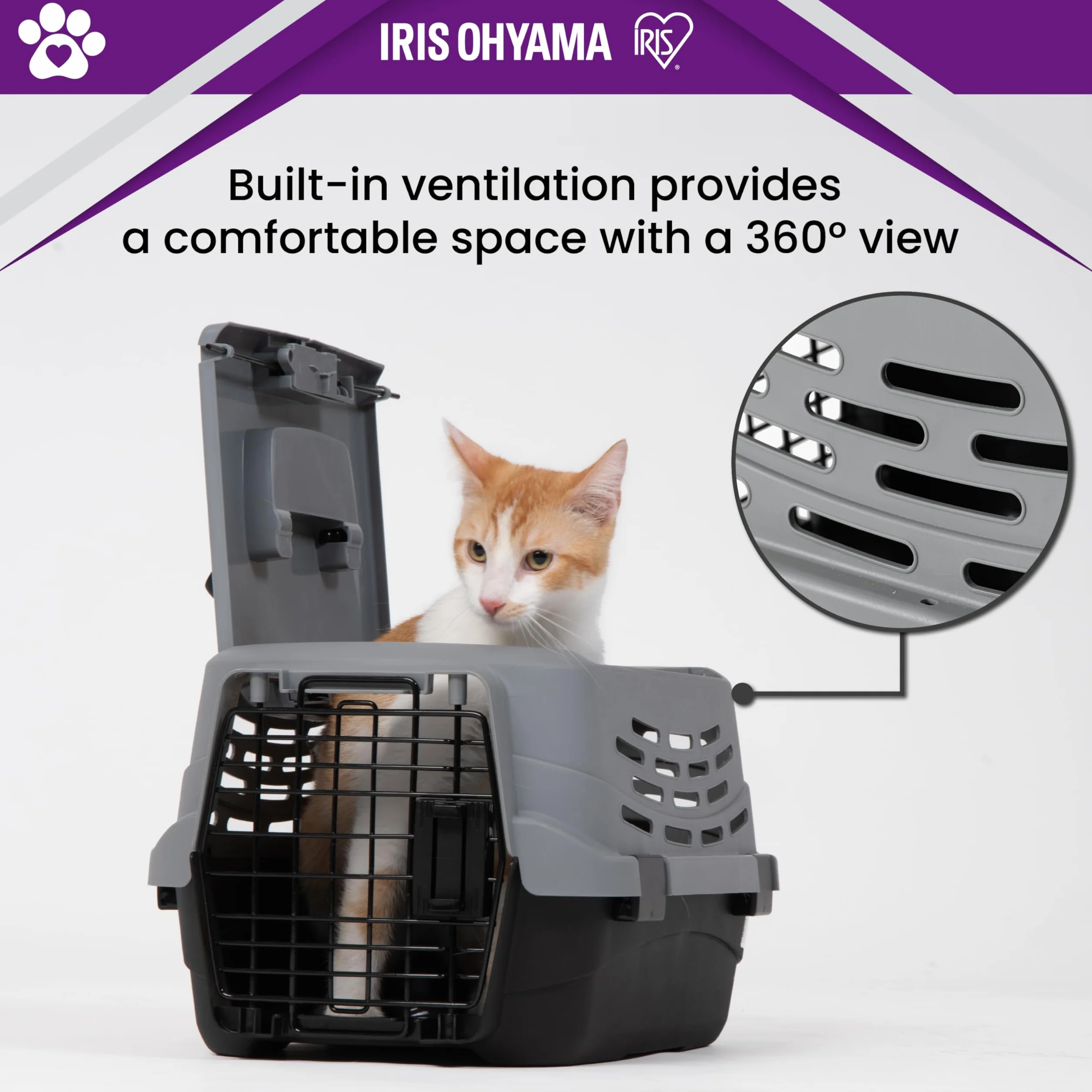 Iris Ohyama 36.5L Caisse de Transport Chat Cage Transport Chat BPA-Frei Robuste Légère Plastique 48×30.5×25cm