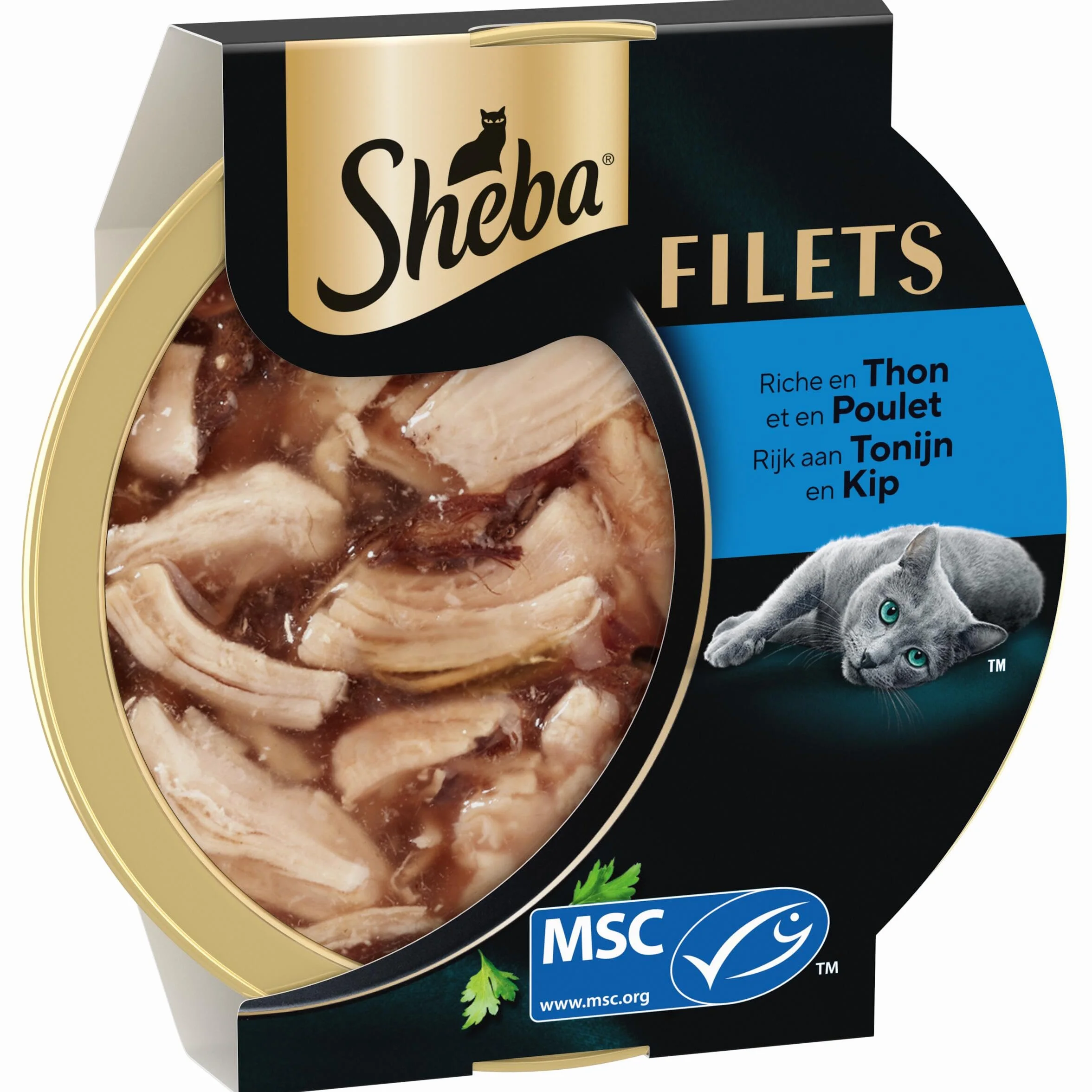 SHEBA Filets Nourriture pour Chat Adulte au Poulet et au Thon en Sauce, 32 x 60 g