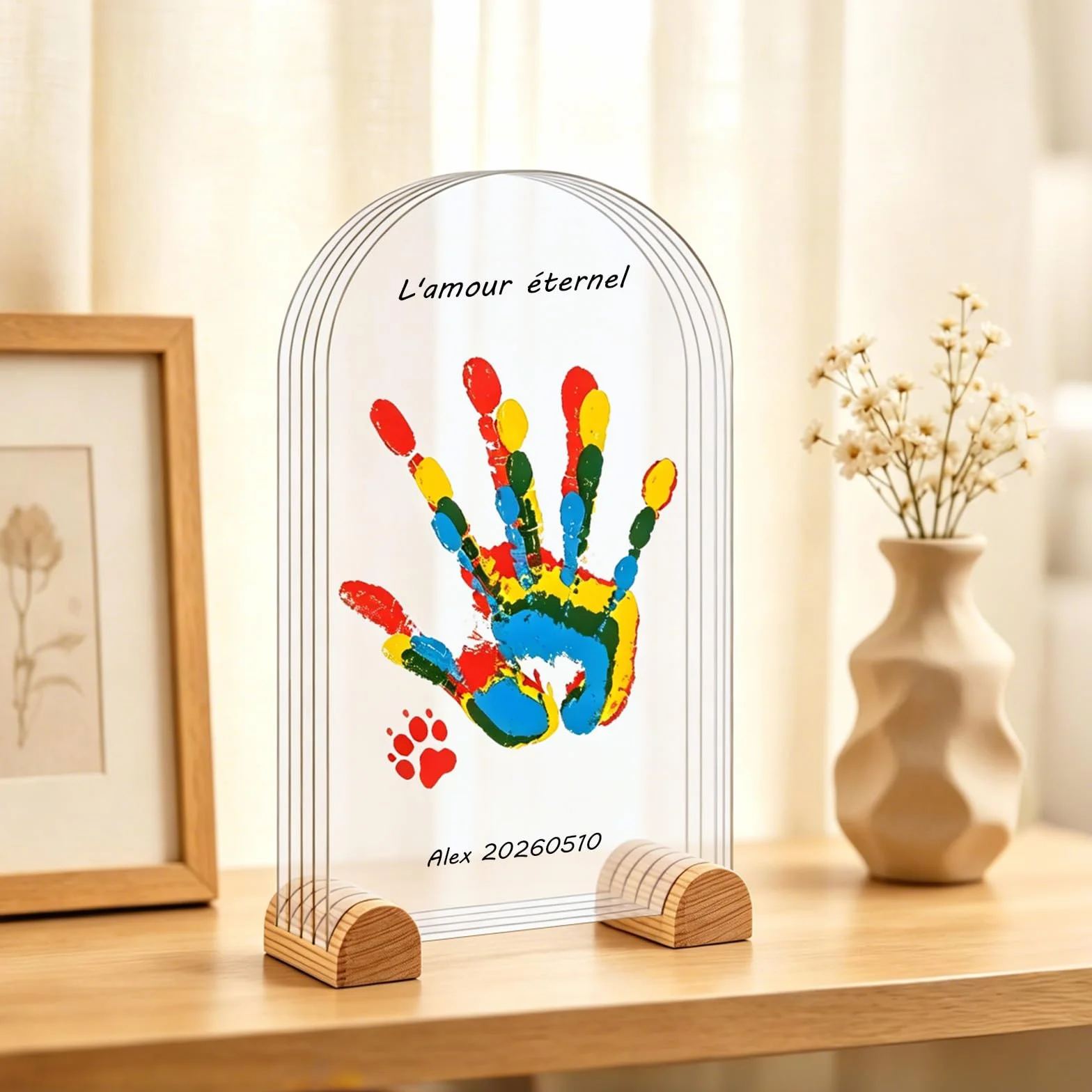Kit Empreinte Famille Pour 5 Empreintes, Souvenir Personnalisé Décoration Maison Cadeau Baptême