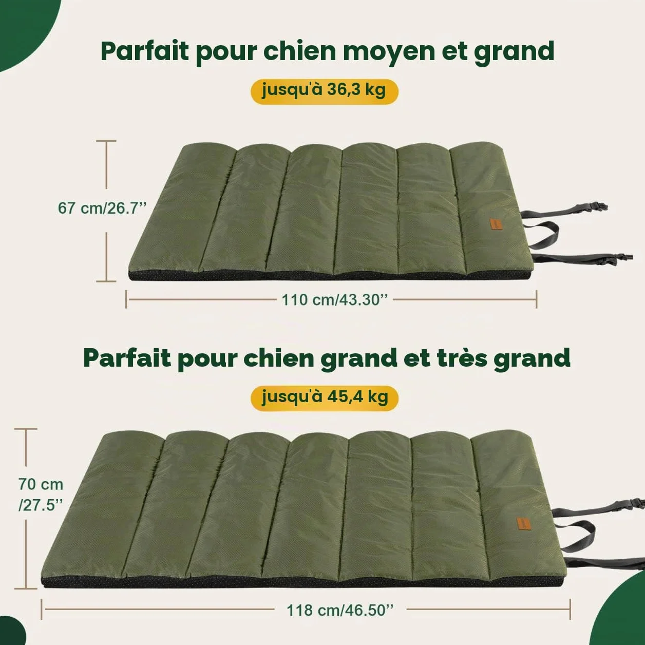 Gimars Lit pour Chien d’extérieur imperméable Pliable Lavable Portable Grand Voyage Chiens Moyens Grands