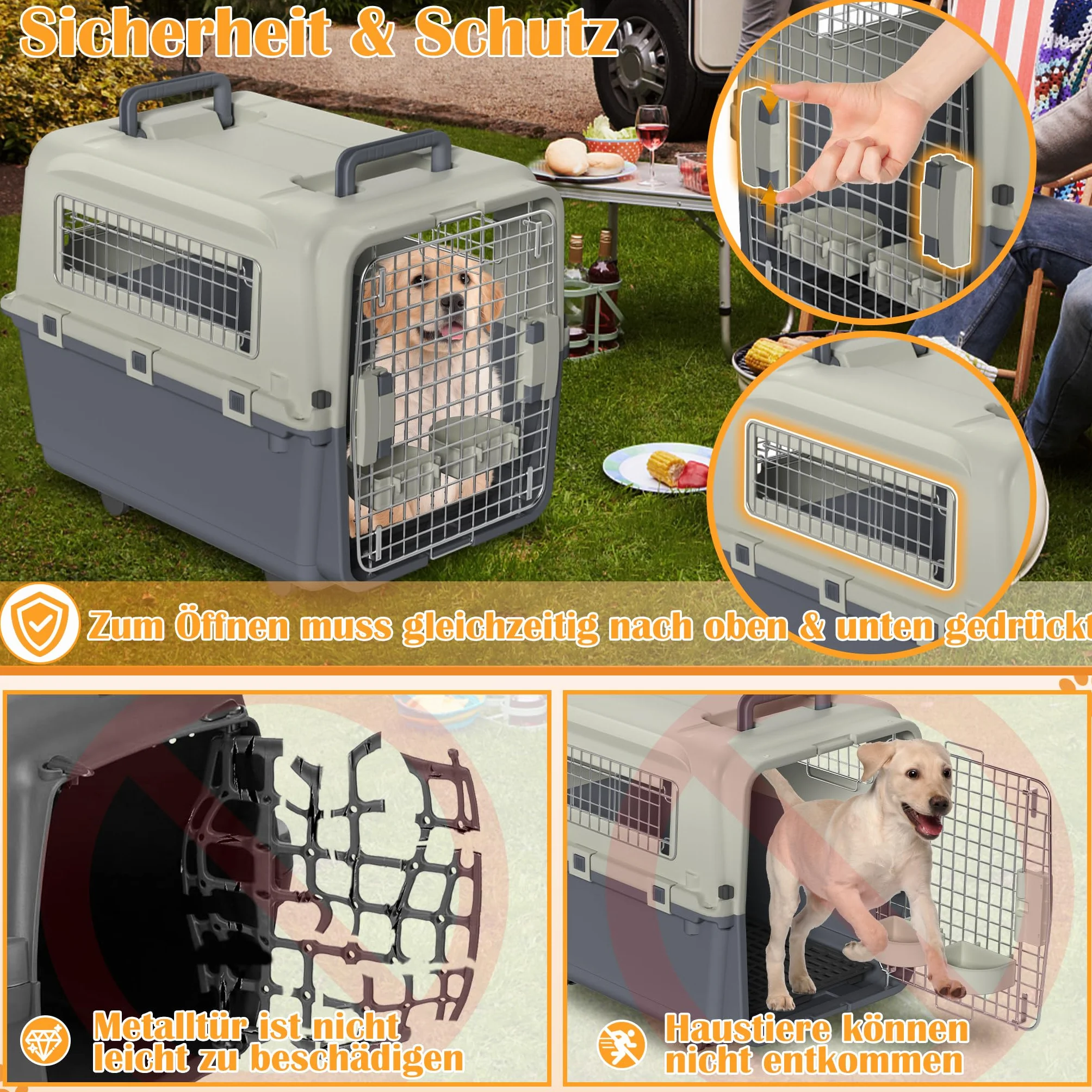 NAIZY Boîte de transport pour chat 67x51x58,5 cm avec porte métal et aération jusqu'à 12,5 kg