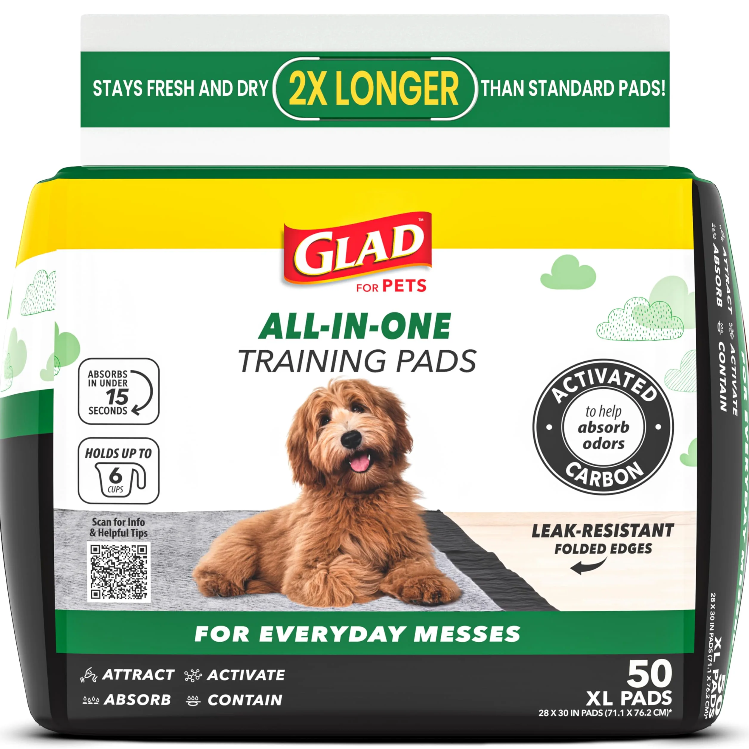 Glad for Pets Lot de 50 alèses pour Chiots de Grande Taille Anthracite Noir Absorbent et neutralisent l'urine instantanément