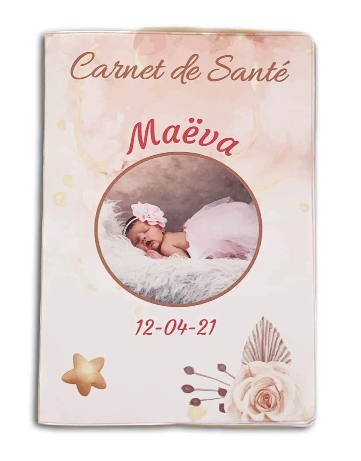 Protège Carnet de Santé Personnalisé Étoile Dorée Fille Fabriqué en France