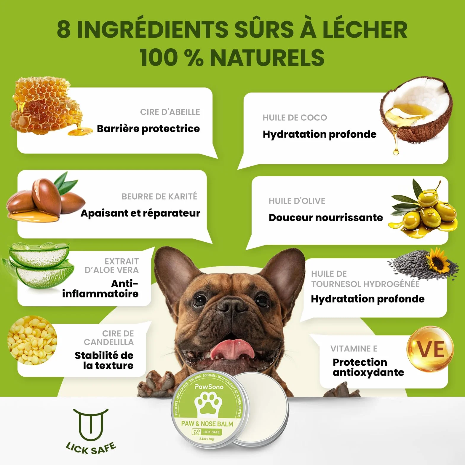 PawSono Baume Coussinets et Truffe Chien 100% Naturel Beurre de Karité & Huile de Coco Soin Hydratant Protecteur