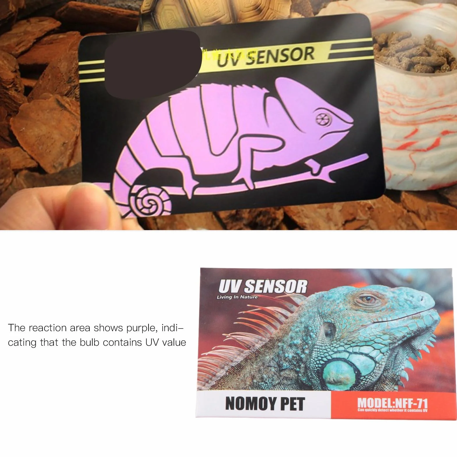Carte de Test UV pour Animaux de Compagnie, Testeur UVB UVA pour Lampe Reptile Réutilisable