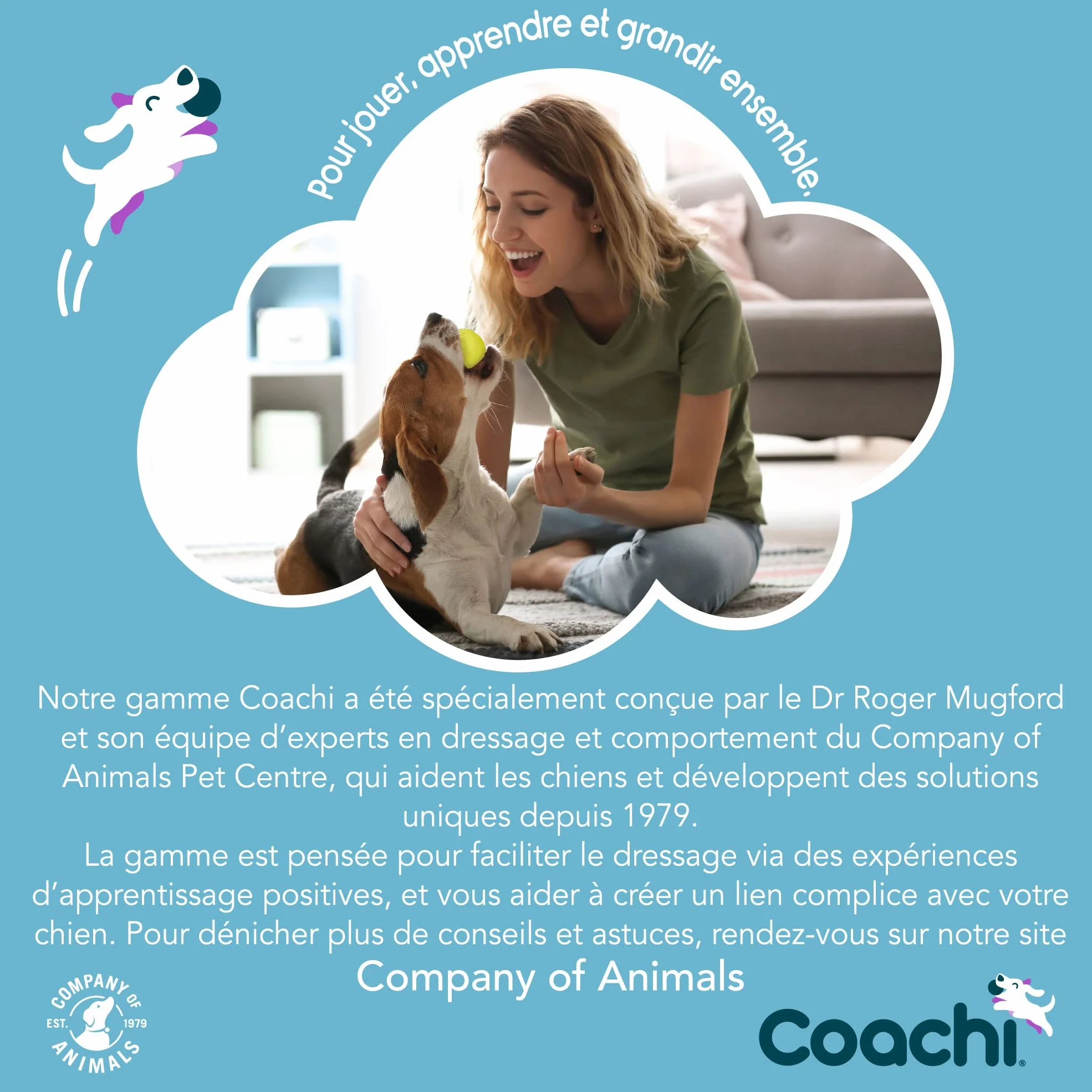 Tuggi Tug Coachi pour chien, solide et doux, dressage amusant, idéal pour rappel, arrêt morsures, pour tous chiens