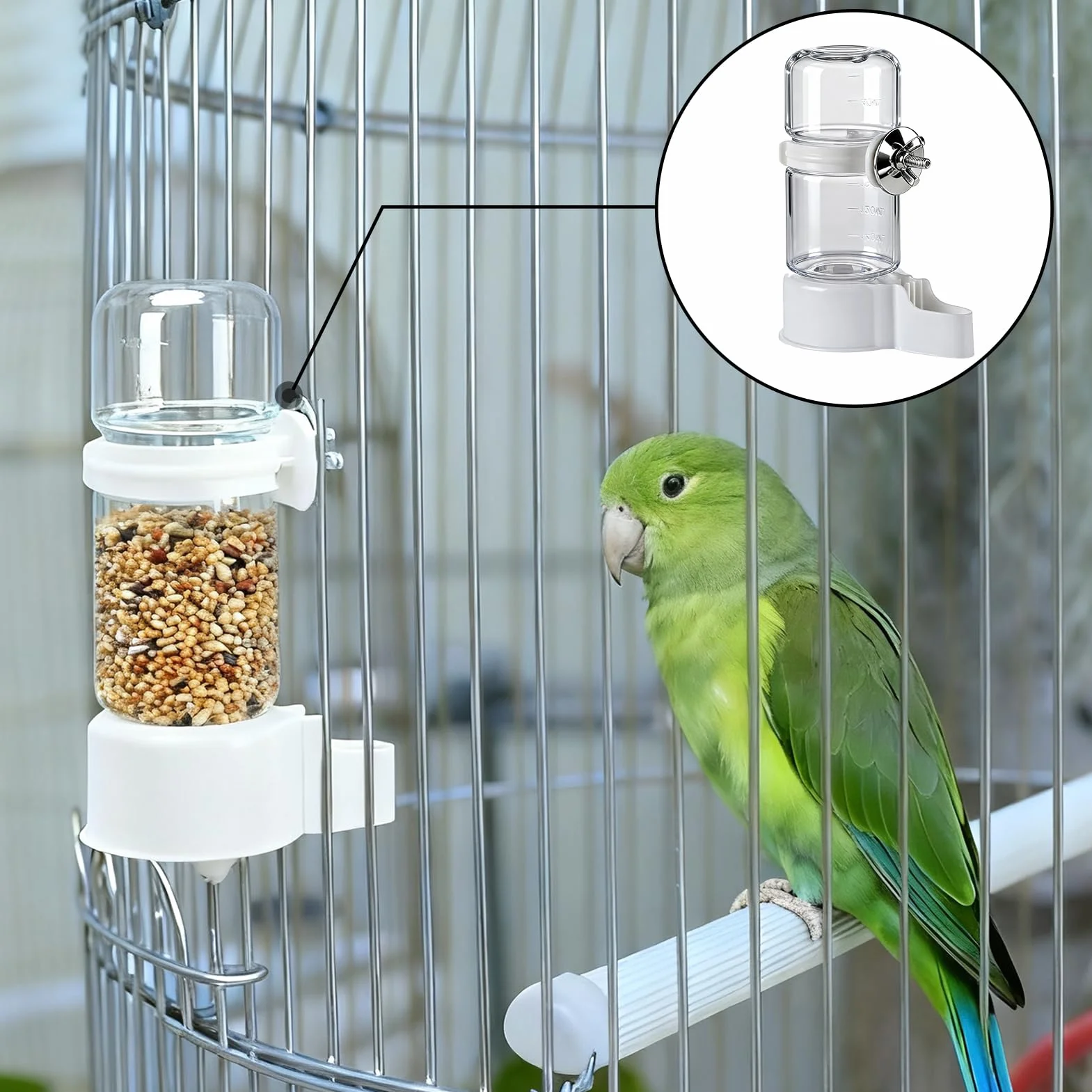 Abreuvoir Automatique pour Oiseaux de Cage, Distributeur d'Eau pour Perruches, Canaris, Perroquets