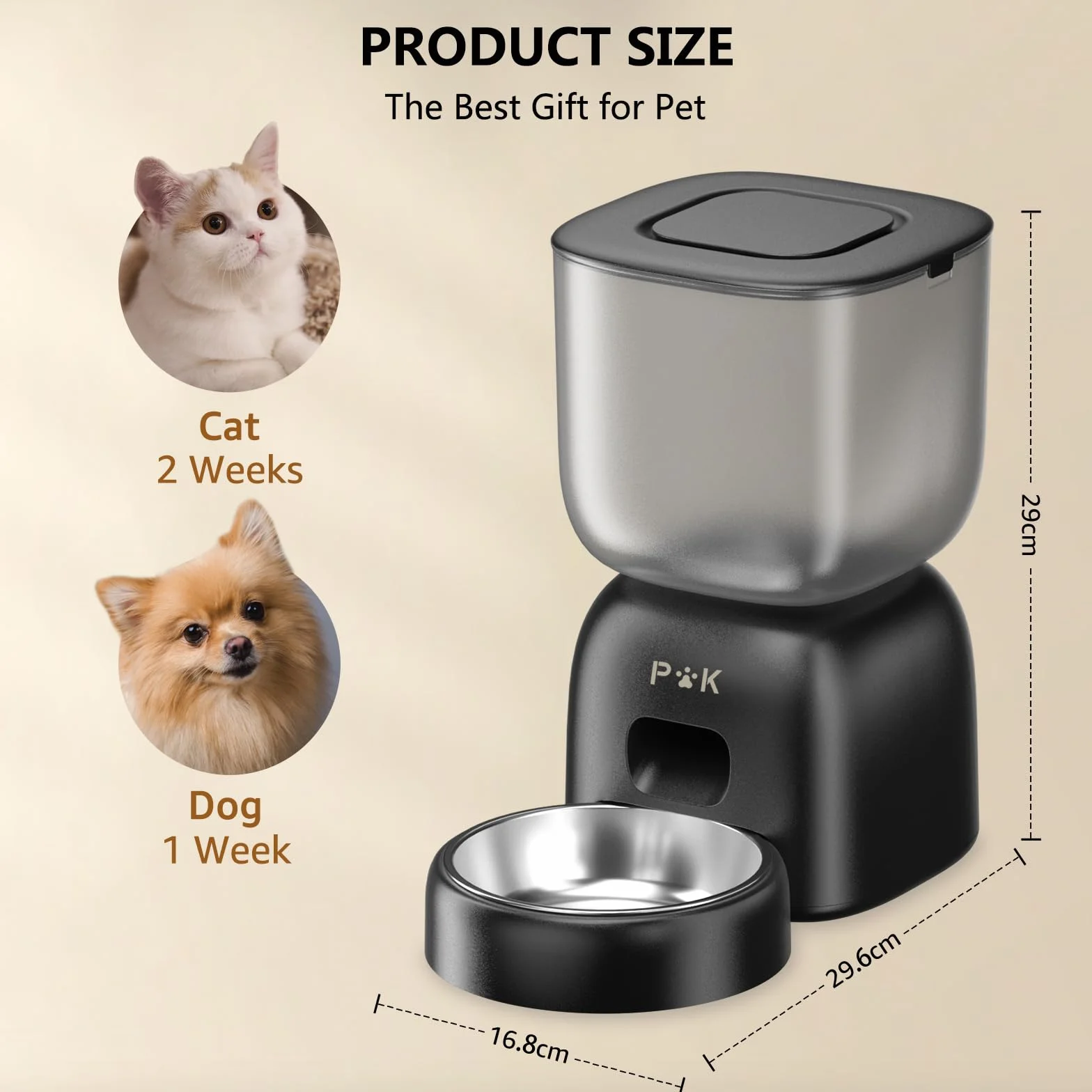 PUPPY KITTY Distributeur Croquettes Chat Automatique 3L, Autonomie 180 Jours, Programme Alimentation Personnalisé, Enregistrement Vocal 10S