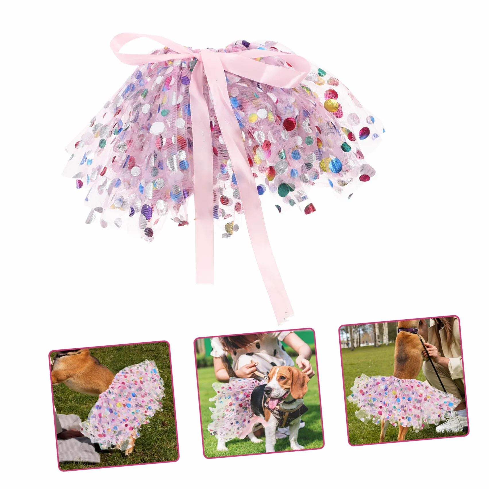 BESTonZON Robe tutu réglable respirante pour chiens petite moyenne grande taille tulle costume chiot animal de compagnie tenue anniversaire