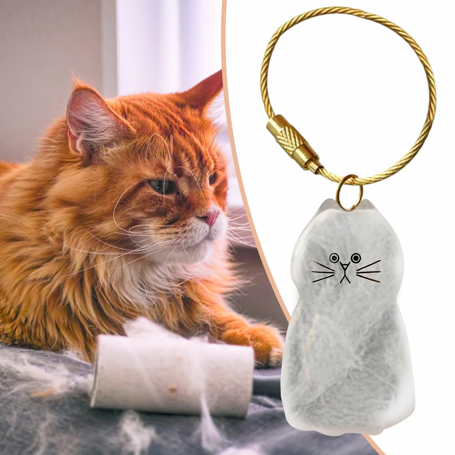 Bouteille de rangement poils chat porte-clés récupération poils chien transparent portable