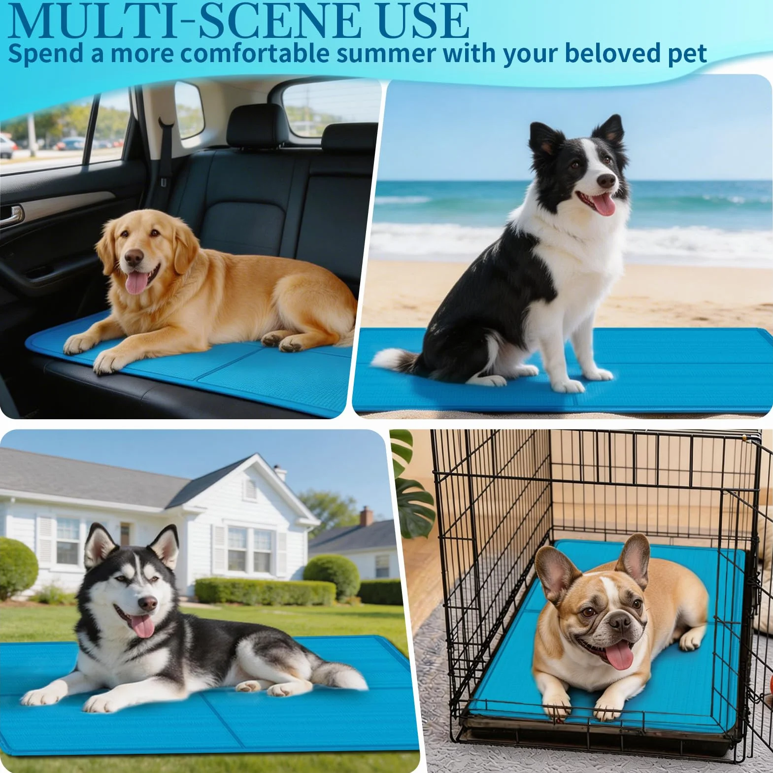 Tapis Rafraichissant Chien 65 x 50 cm Anti-Rayures Non Toxique Durable Pliable