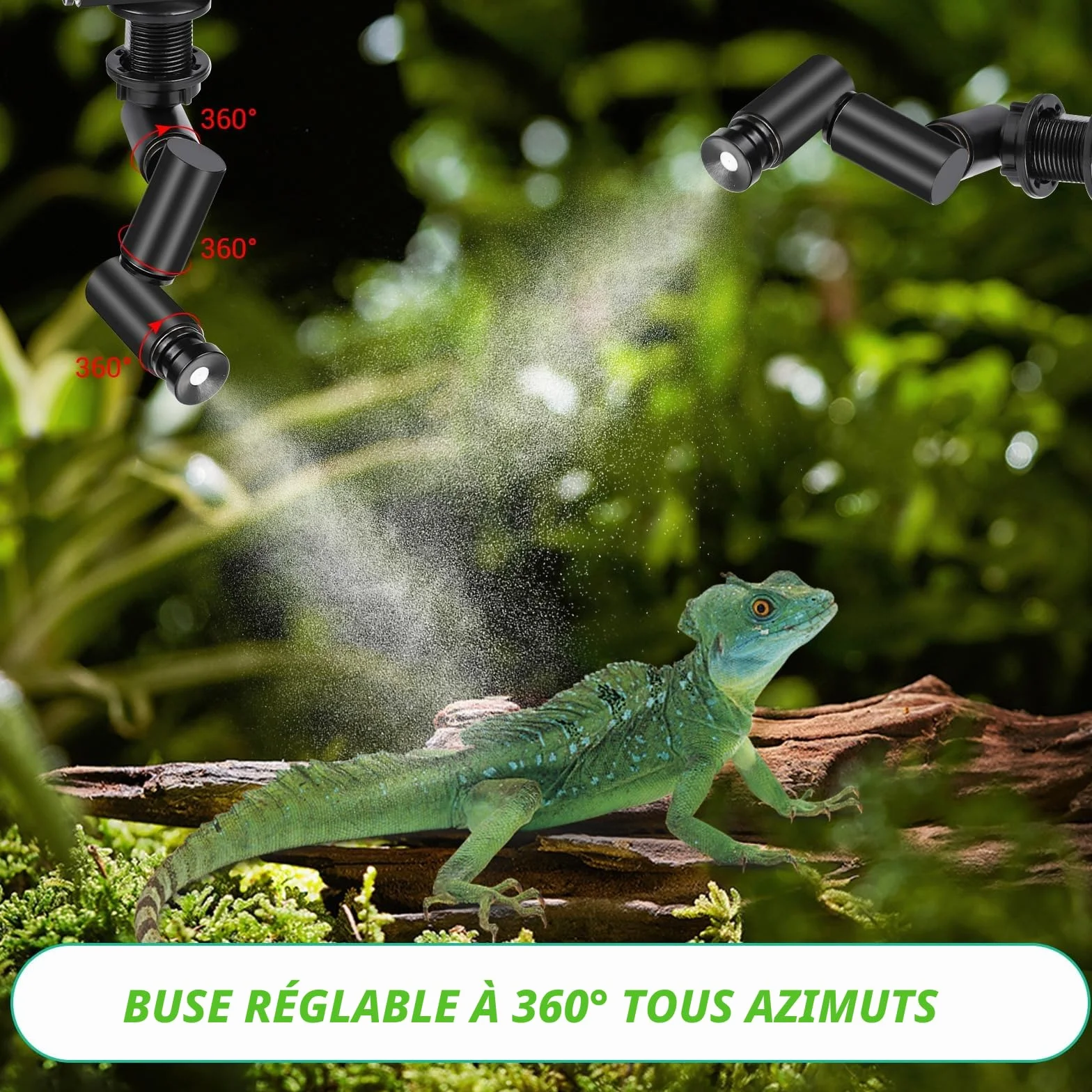 Brumisateur Terrarium avec Minuterie et Arroseur 360° pour Amphibiens Reptiles