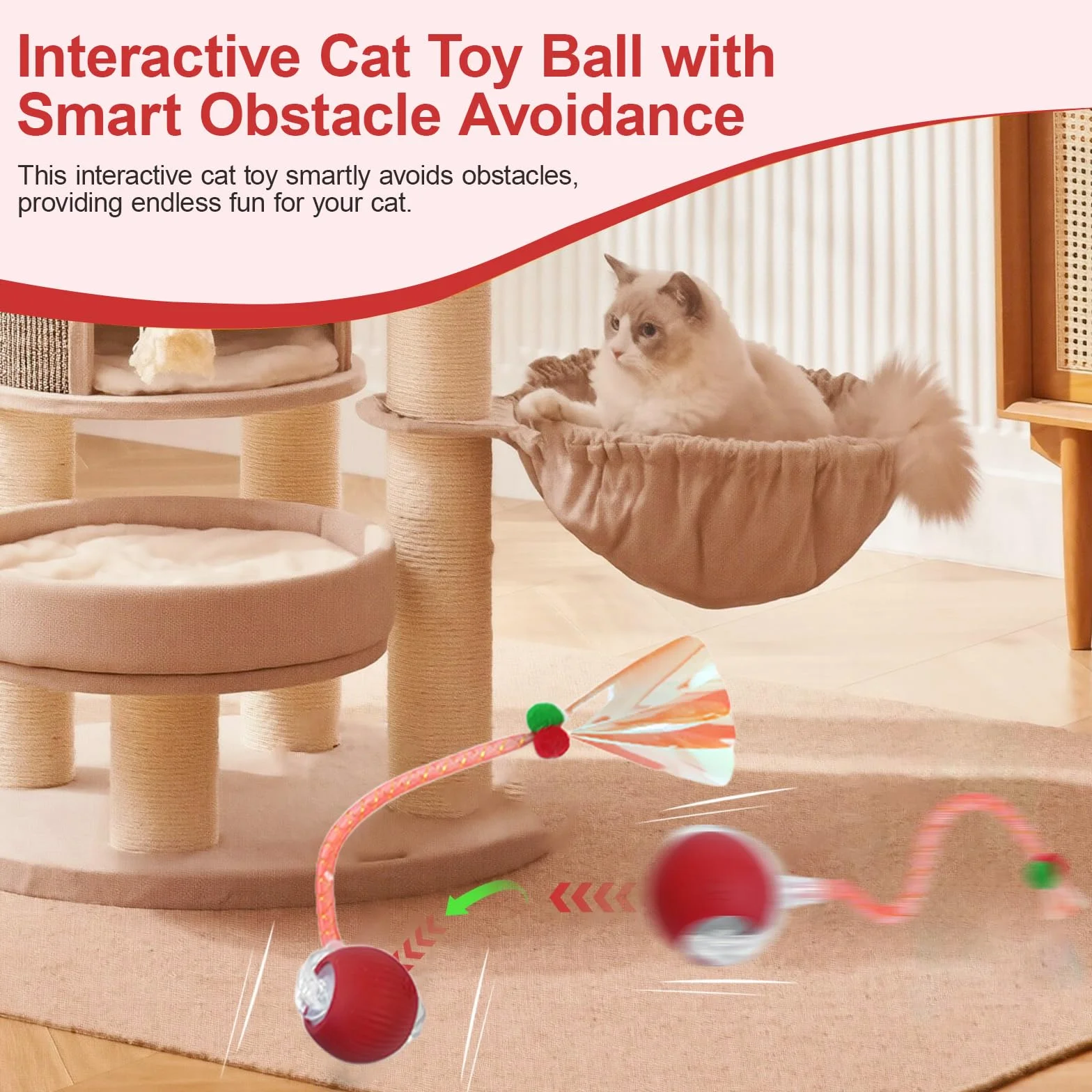 Lot de 2 Jouet Chat Interactif Speedy Tail 2.0 avec Queue Qui Clignote et Bouge Rapidement