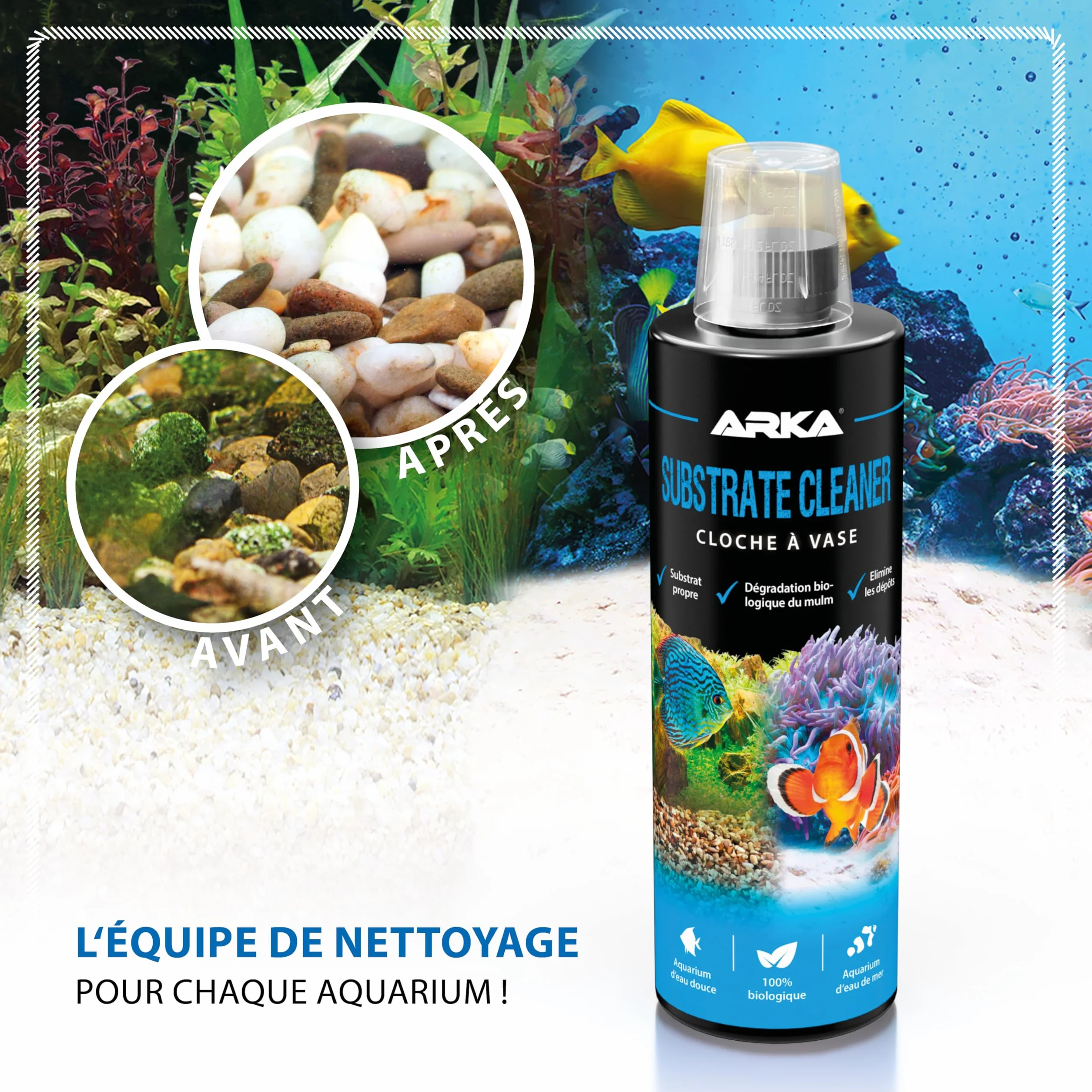 MICROBE-LIFT Substrate Cleaner – Bactéries Actives pour Éliminer Vase et Saleté dans Aquarium Eau Douce et Eau de Mer