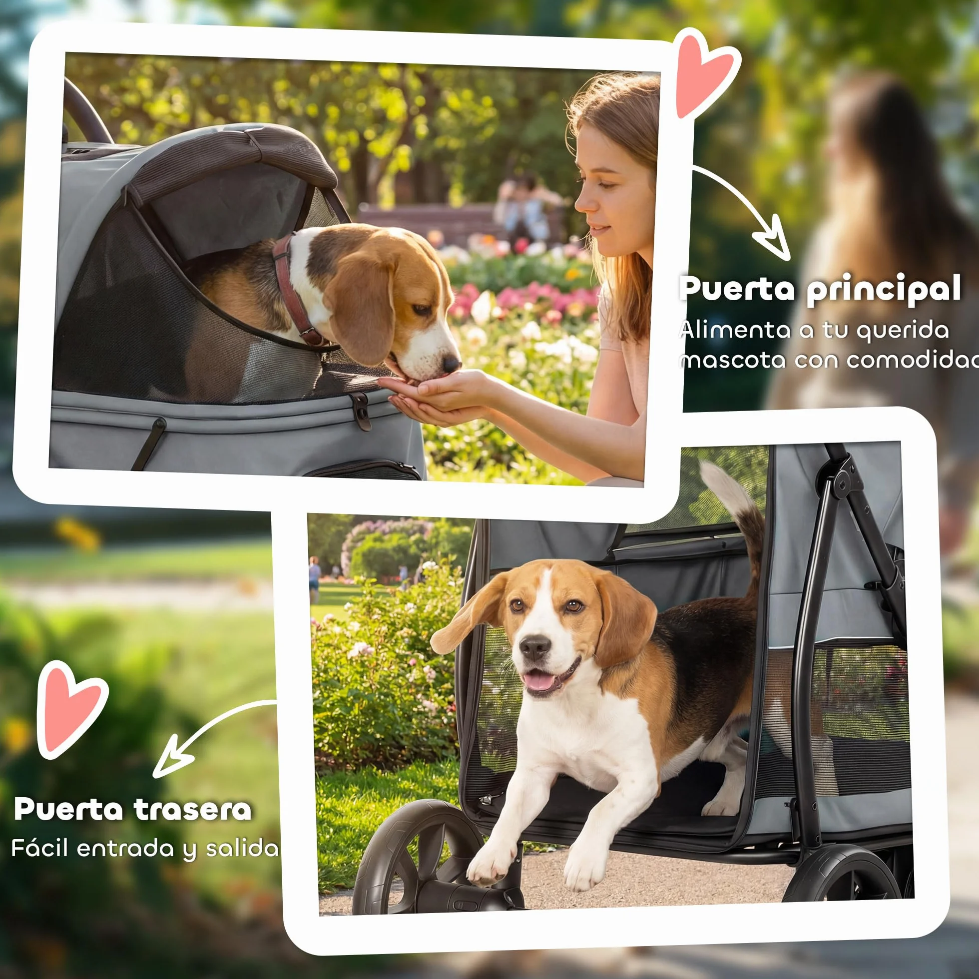 PawHut Poussette pour chiens 3 roues tout terrain charge 20 kg 92 x 63 x 95
