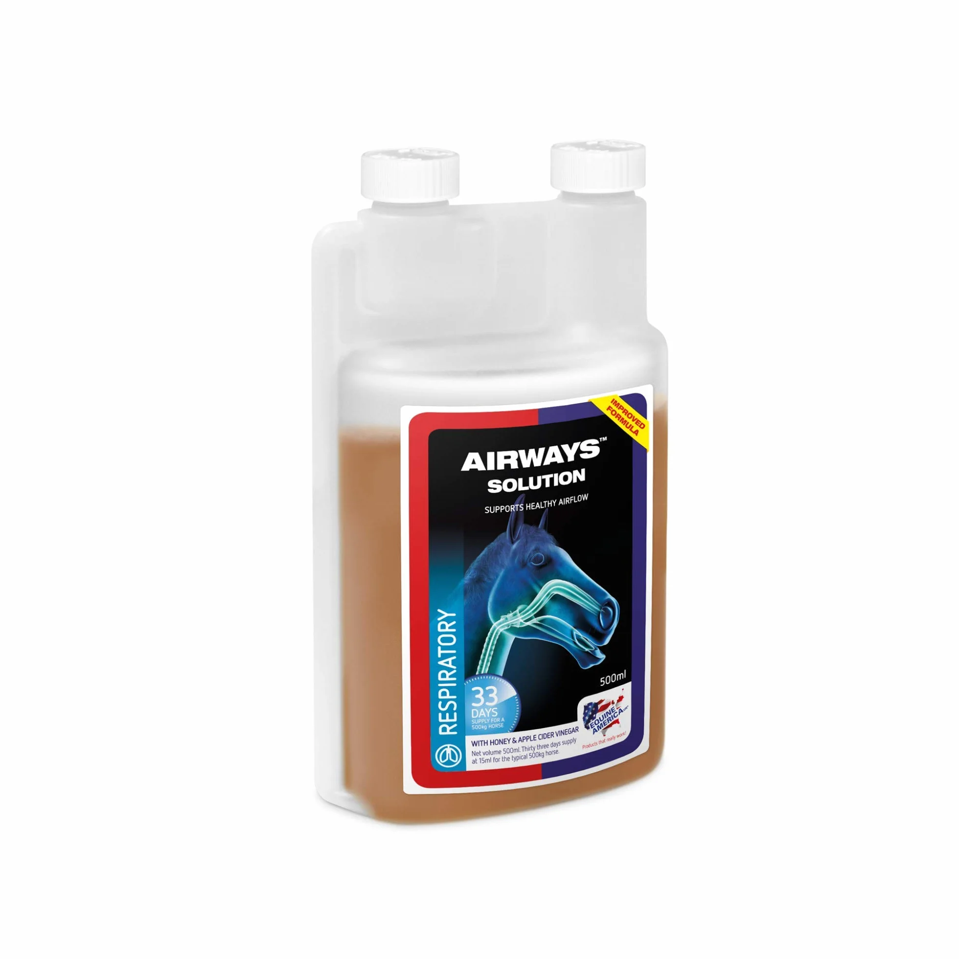 Equine America Complément Alimentaire pour Cheval Solution Airways 500 ML
