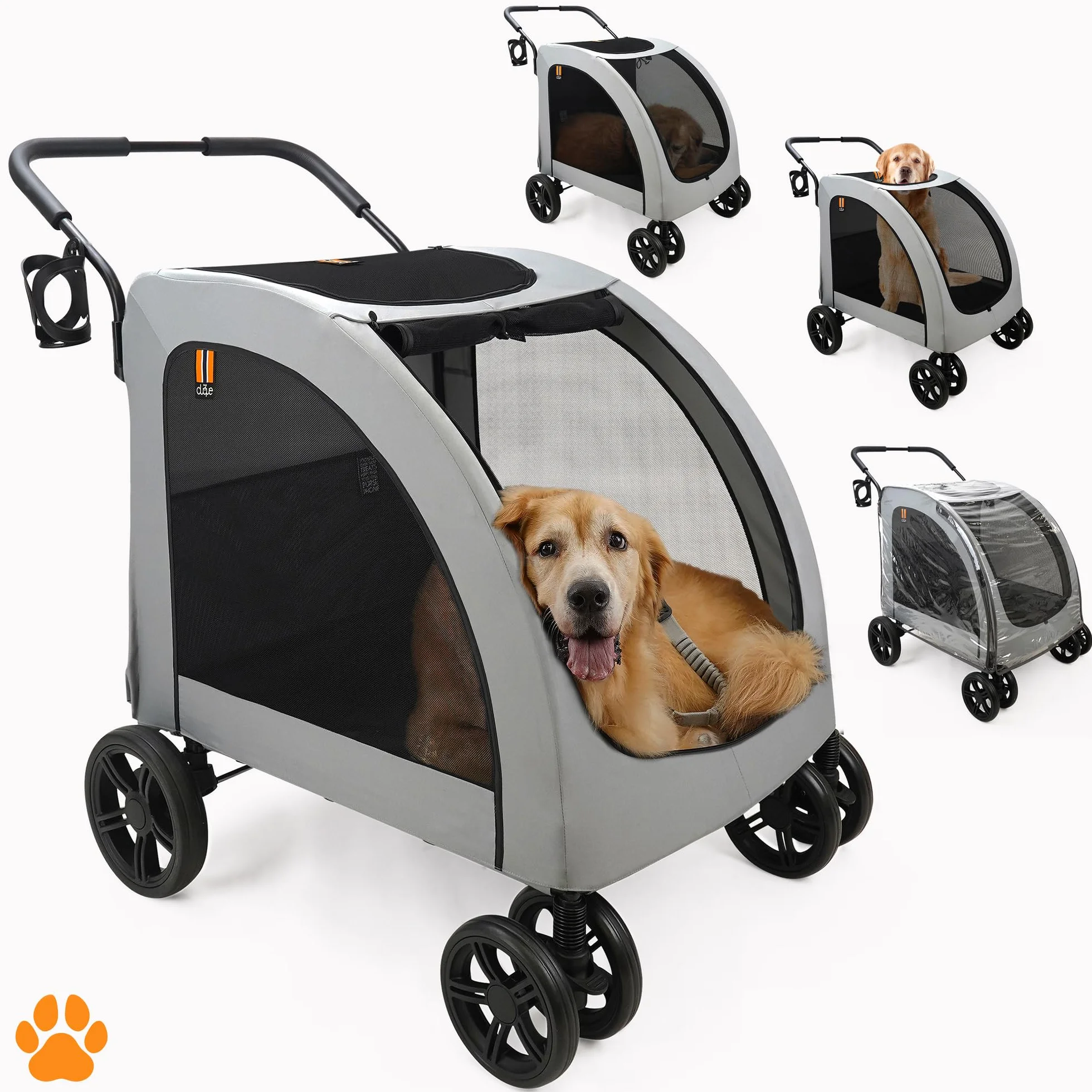 Chester Dog Stroller dla Dużych Psów Składany Wózek 50 kg Szary