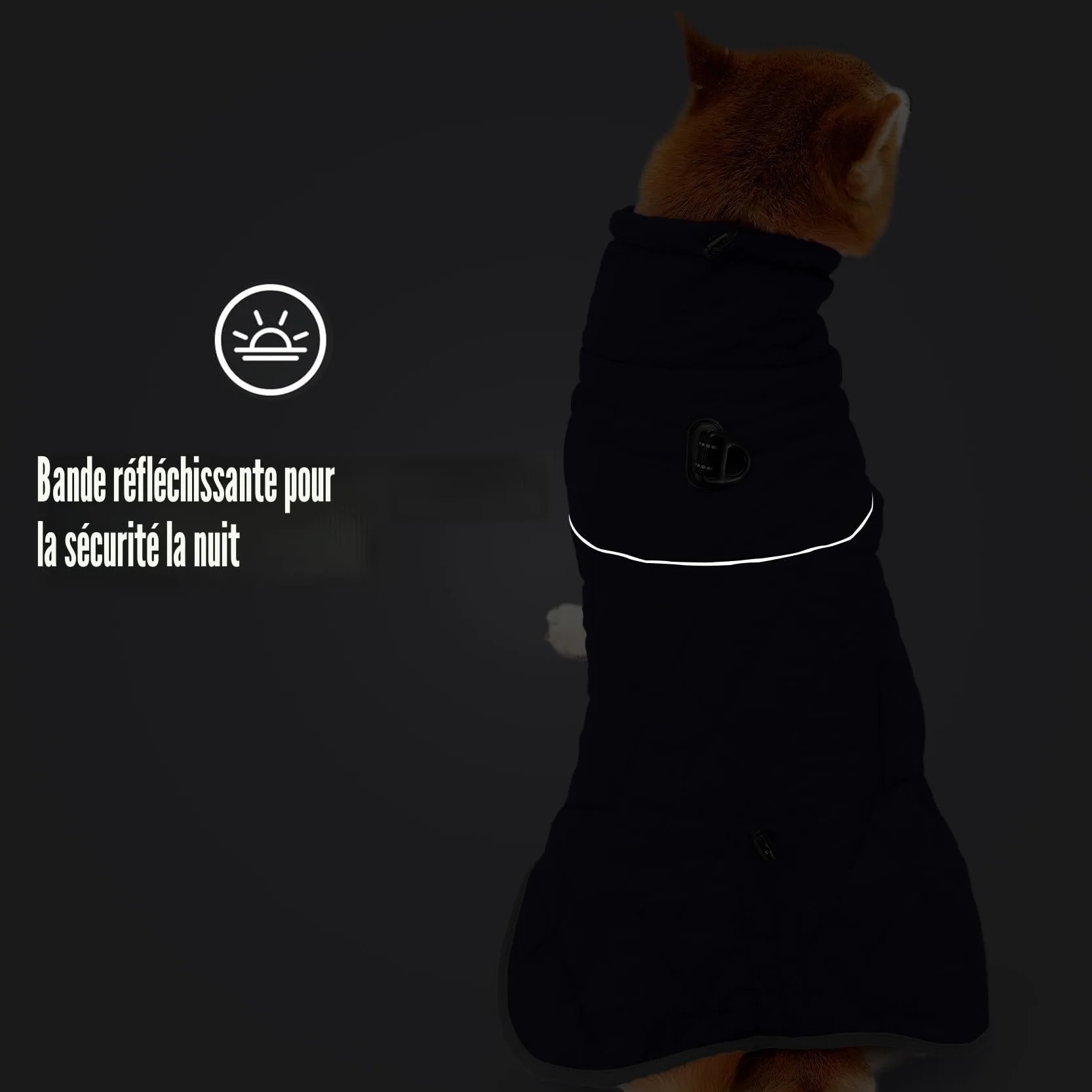 HEYWEAN Manteau Chien Imperméable Chaud Doublée Polaire Réfléchissante D-Ring Hiver