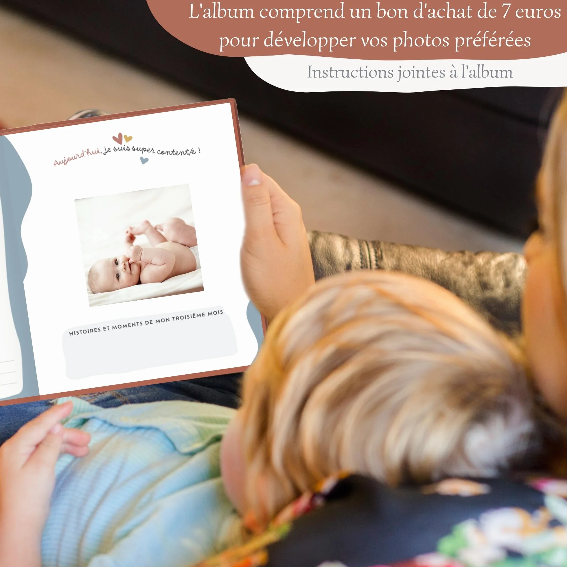 Livre de Naissance Bébé avec Photos et Autocollants, Album Première Année jusqu'à 5 Ans, Cadeau Fille et Garçon