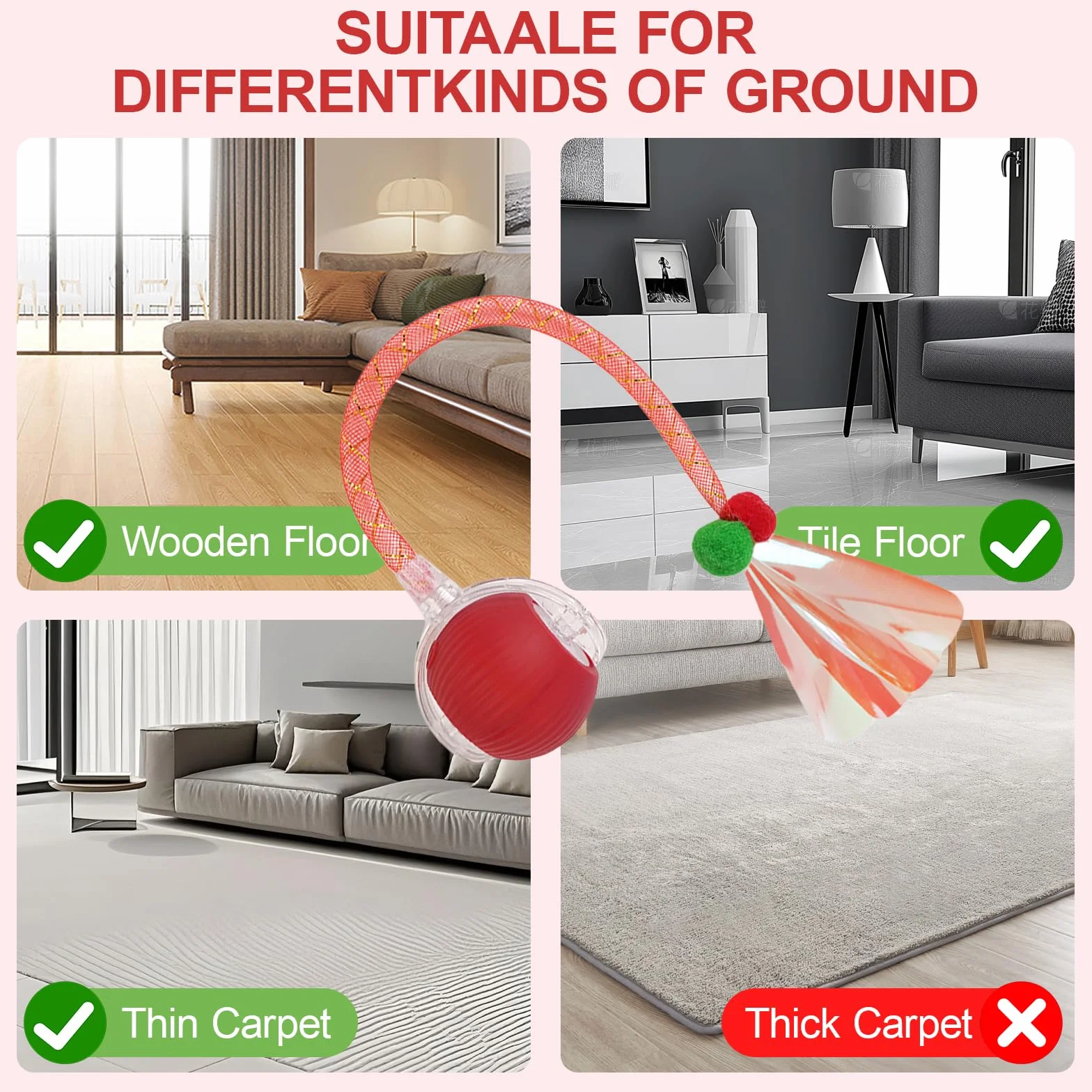 Lot de 2 Jouet Chat Interactif Speedy Tail 2.0 avec Queue Qui Clignote et Bouge Rapidement