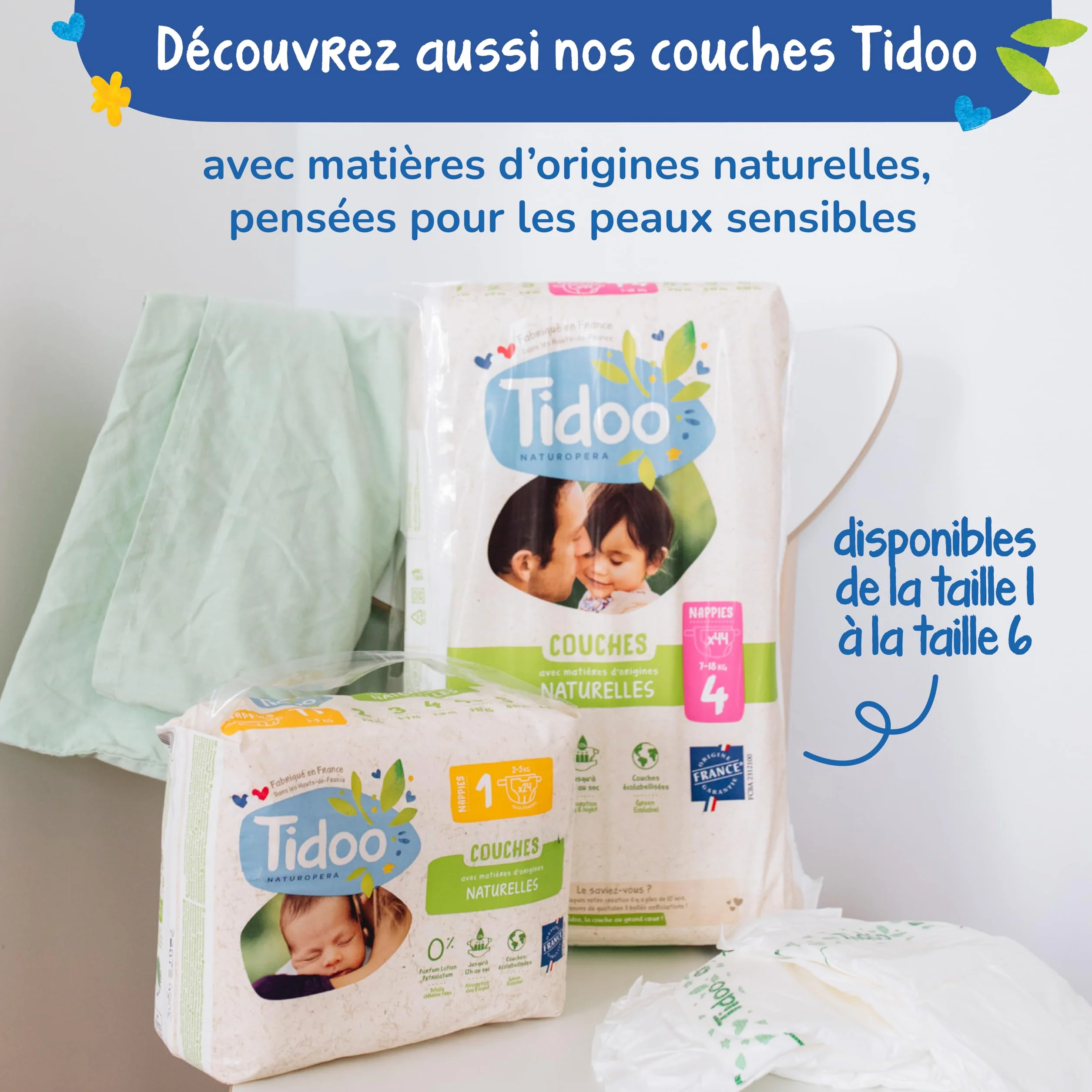 TIDOO Couches de bain T3 (4-9kg) x12 Anti-Fuites Fabriquée en France