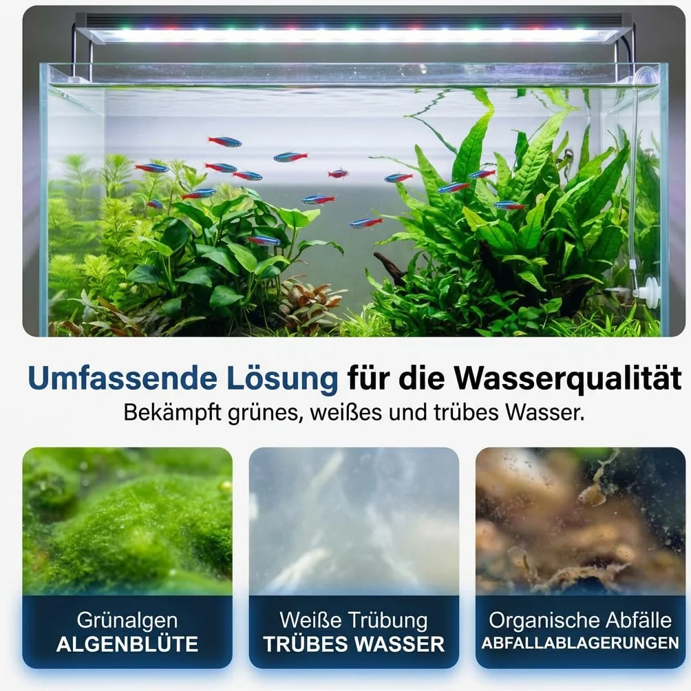 Clarificateur d'eau pour Aquarium À Action Rapide, 2026 Nouve Conditionneur Eau Aquarium, Naturel, Respectueux des Plantes, sans Danger pour Les Poissons, Efficace Toute L'année (2)