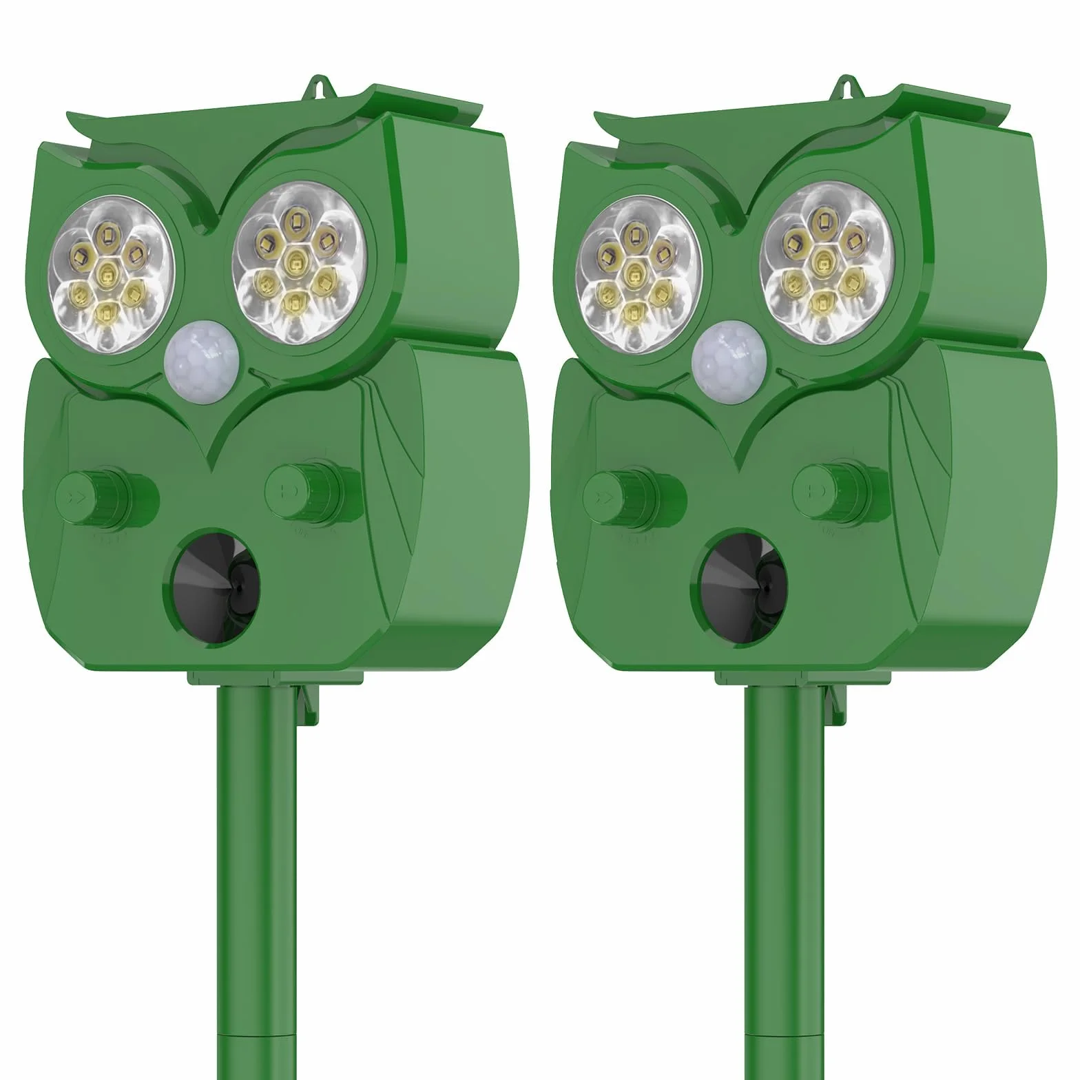 Répulsif Chat Ultrason IP65 2 Pièces, Étanche, Réglable pour Chats, Pigeons, Cerfs