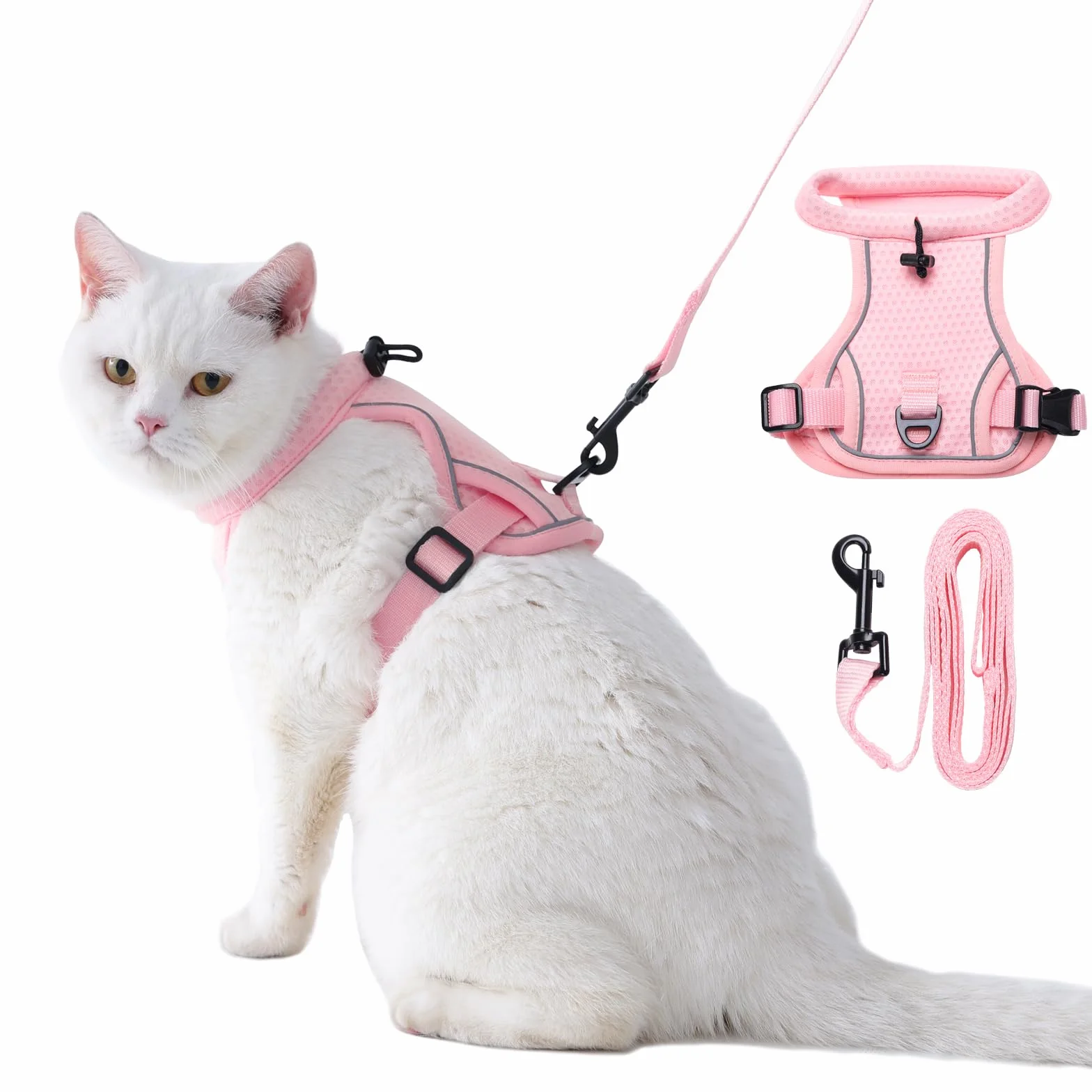 Dotoner Harnais Anti Évasion pour Chat avec Laisse Réglable, Maille Respirante Réfléchissante