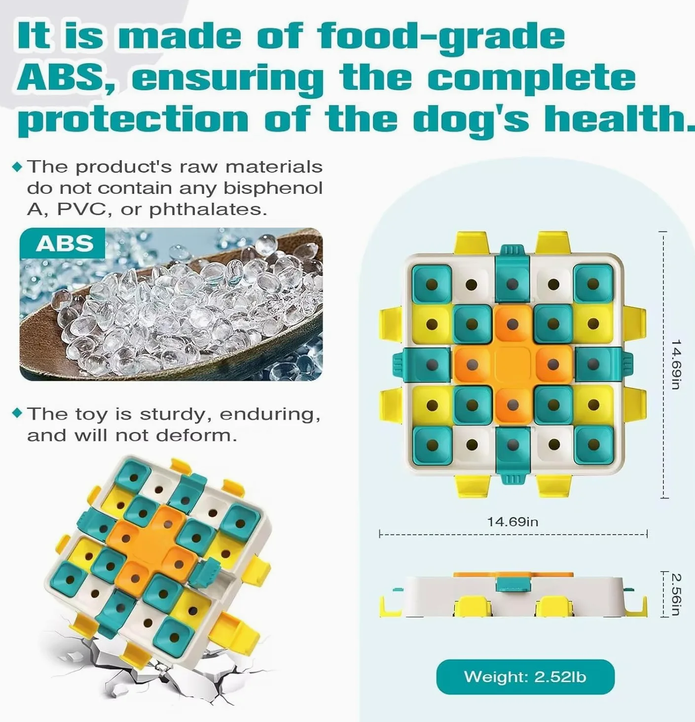 KADTC Jouet puzzle avancé pour chien à 2 niveaux de défi, cube stimulant le cerveau, marque et design américains, jouet interactif pour chiens intelligents, petits, moyens et grands, toutes races
