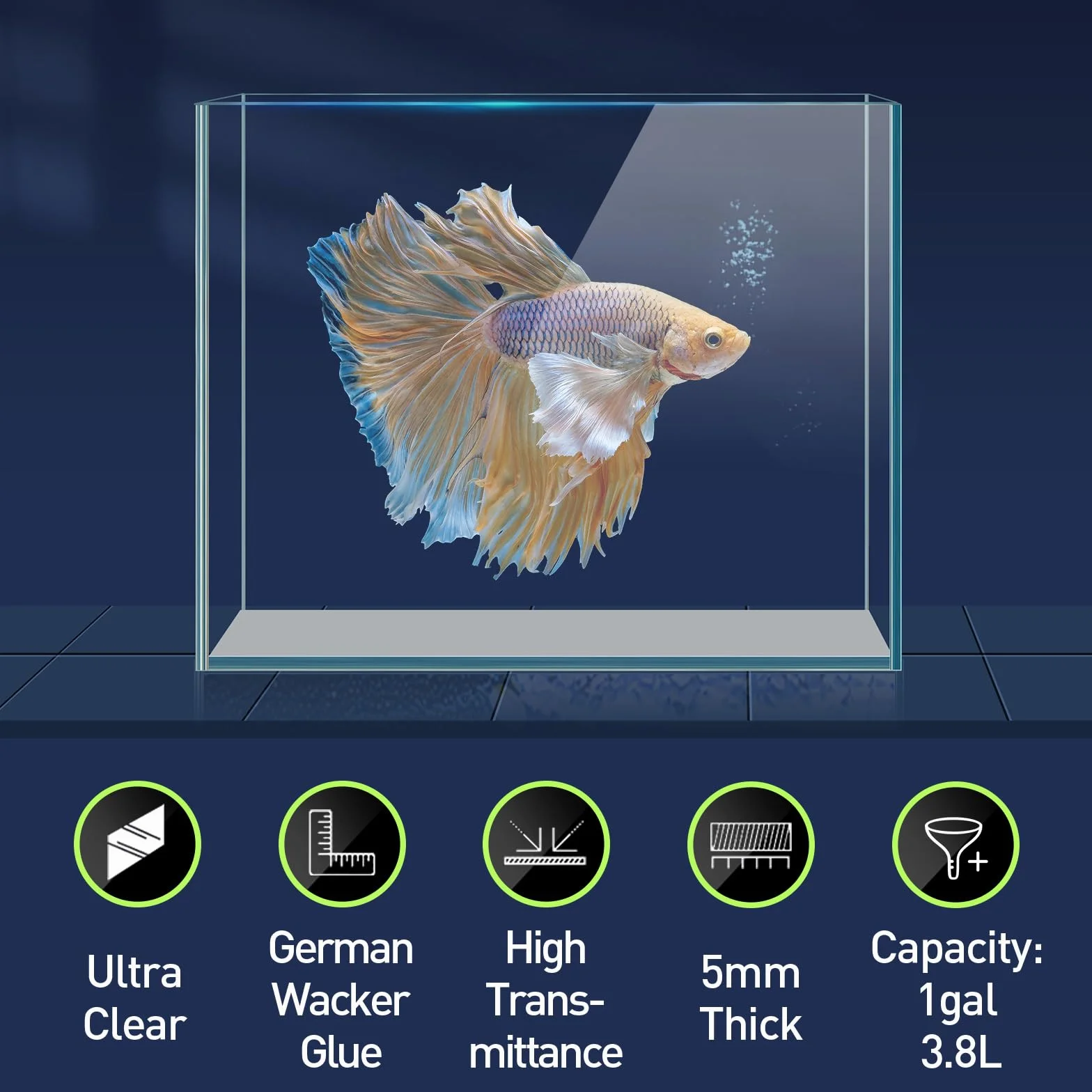 LAQUAL 3.8L Aquarium Set mit Fischnetz Wasserwechsel-Schlauch & Reinigungstüchern