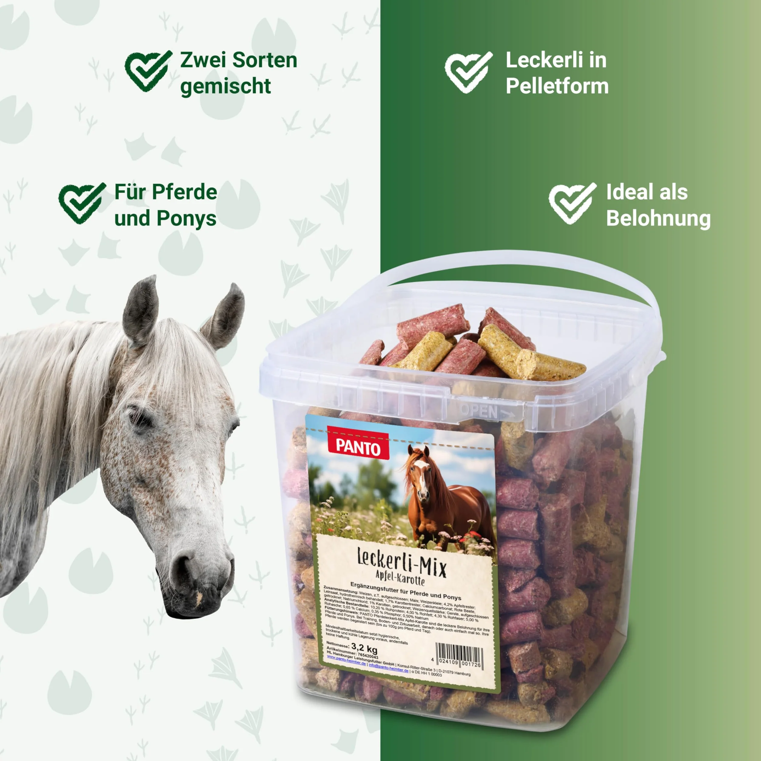 Leckerlimix Panto boîte de friandise pour chevaux Pomme et carotte 3,2 kg