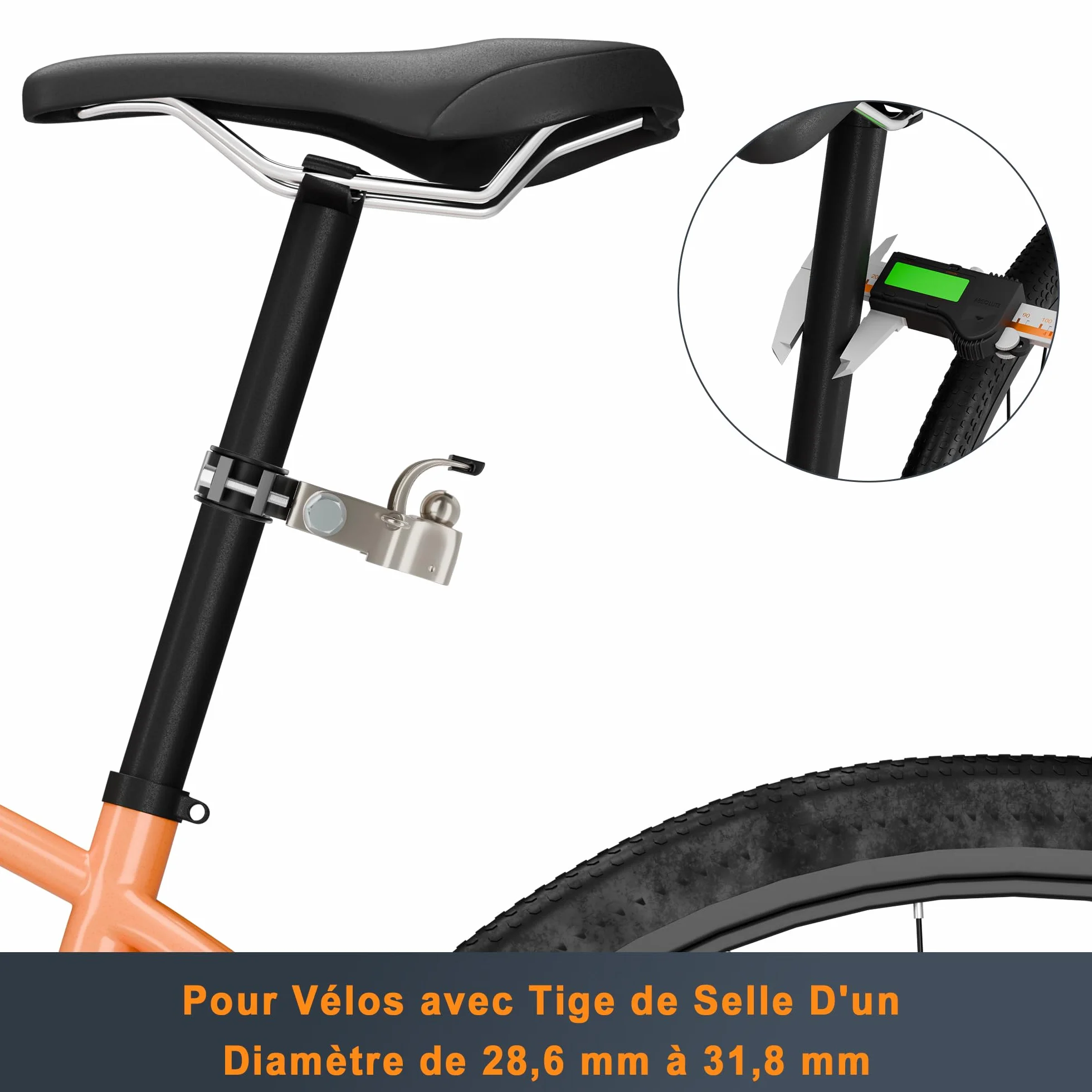 Attache Remorque Vélo, Adaptateur Compatible Tige de Selle