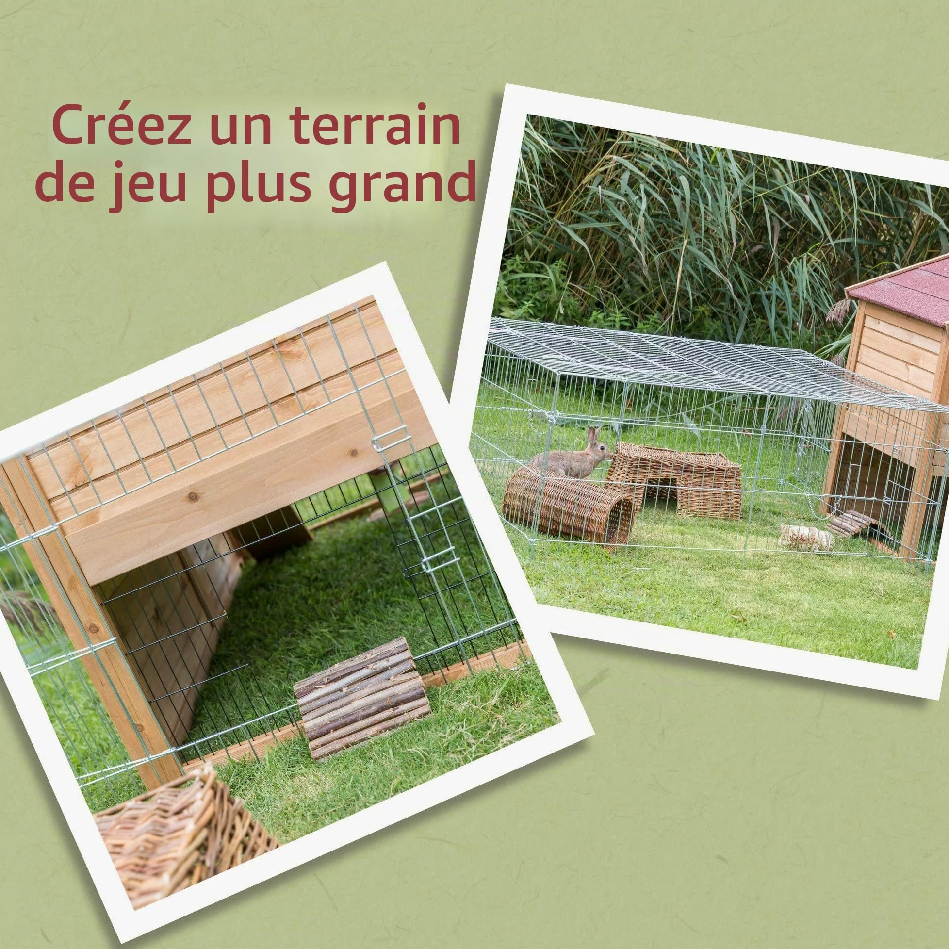 TRIXIE Cage à lapin 0,9 m³, enclos d'extérieur extensible pour clapier et poulailler, idéal pour les petits animaux, lapins, cochons d'Inde, poules