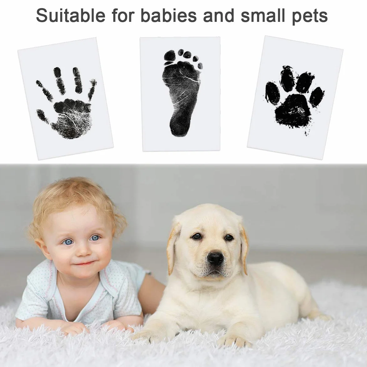 Nabance Kit Empreinte Pieds et Mains Bébé Clean Touch Tampons Souvenir Cadeau