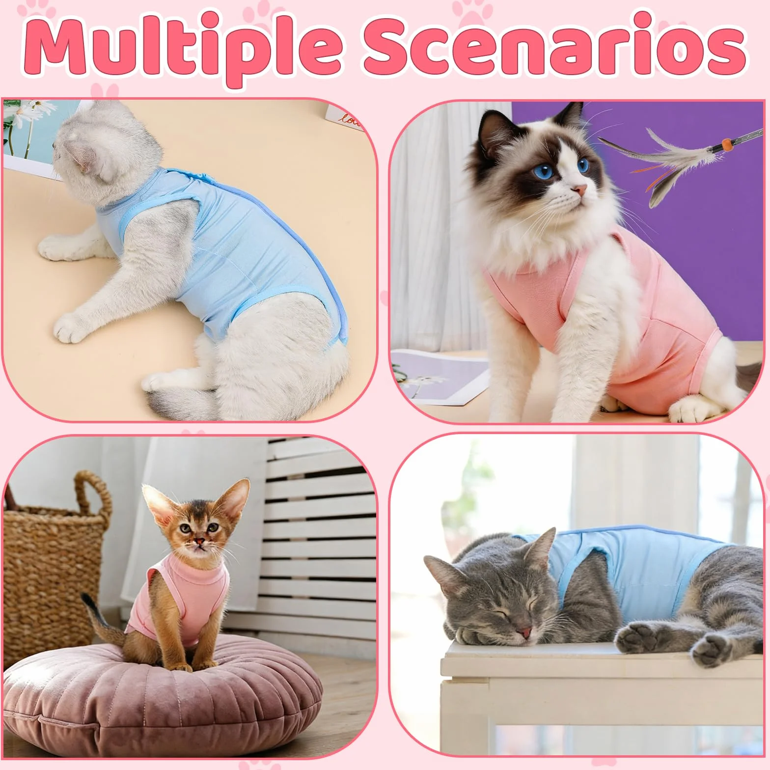 Lot de 2 bodies pour chat après chirurgie postopératoire, respirants, castration, soin des plaies