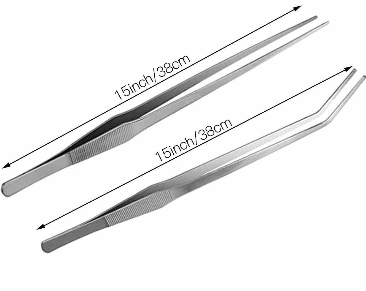 Pince Aquarium Longue 38 cm Acier Inoxydable INOX Brucelles Courbes Droites Aquascaping Kit