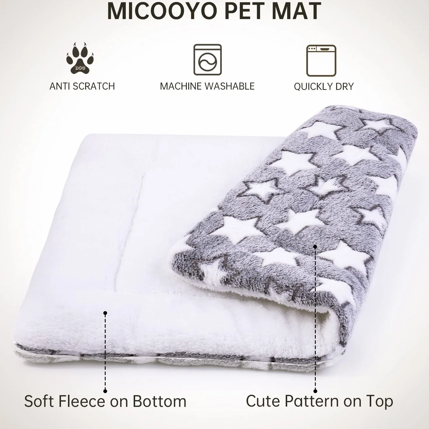 MICOOYO Lot de 2 Matelas en Polaire Lavable pour Cage de Chien ou Chat de Taille Moyenne (61 x 41 cm)