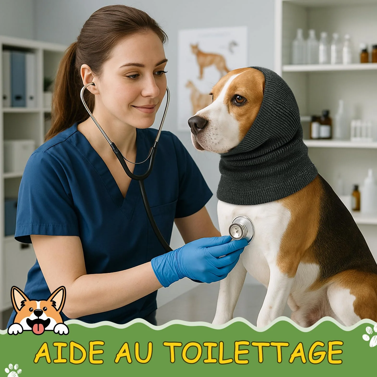 Kiiwah Cache-Oreilles pour Chien, Snood Cache Chien pour Protection Contre le Bruit, Bandeau pour Soulager l'anxiété, Annulation du Bruit pour Feux d'artifice, Orages, Aide au Toilettage