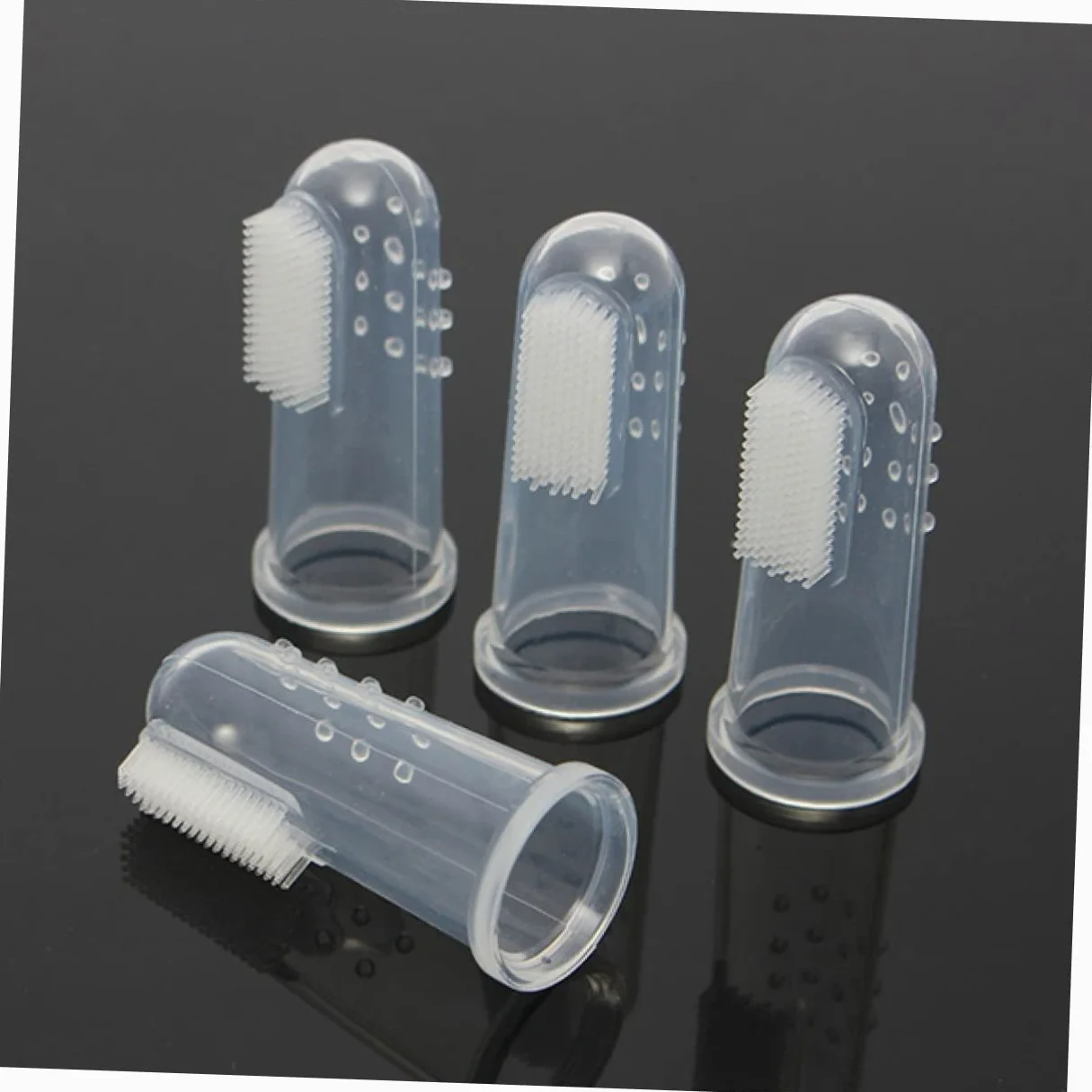 Kisangel Lot de 4 Brosses à Doigts en Silicone pour Chiens et Chiots, Massage des Gencives sans Abîmer Dents, Design Moufles Nettoyage