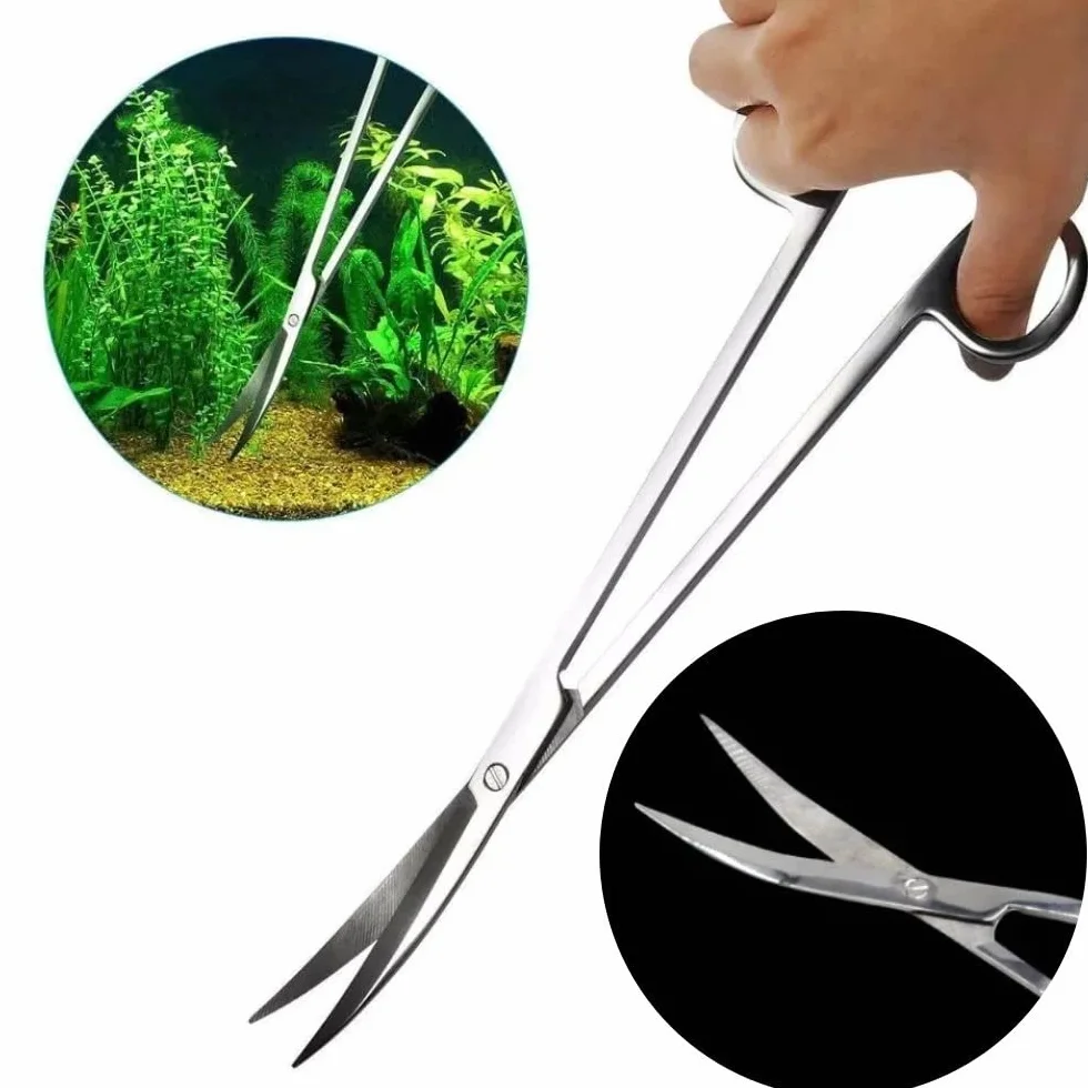 Pince Ciseaux en Acier Inoxydable pour Aquarium, Kit 3-en-1 Outils de Poisson