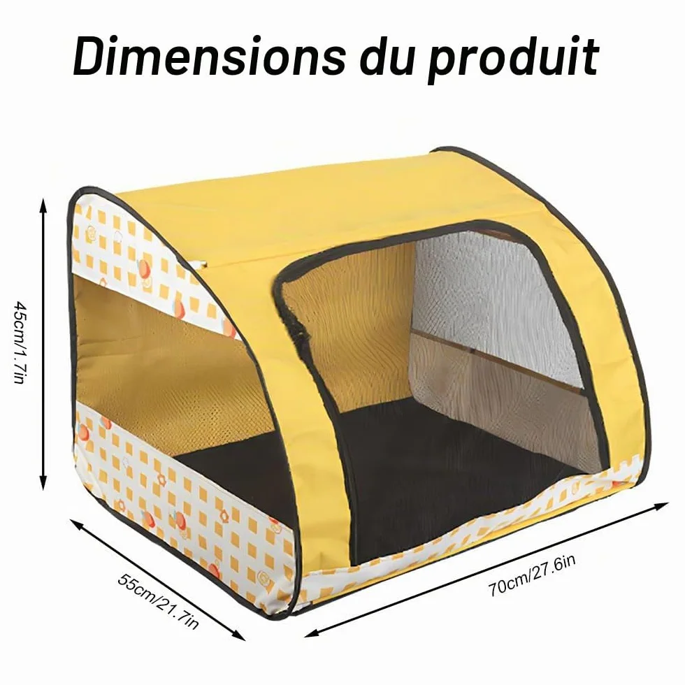 Parc pour Chien Intérieur Portable Pliable Multifonctionnel avec Fermeture éclair Jaune Taille S