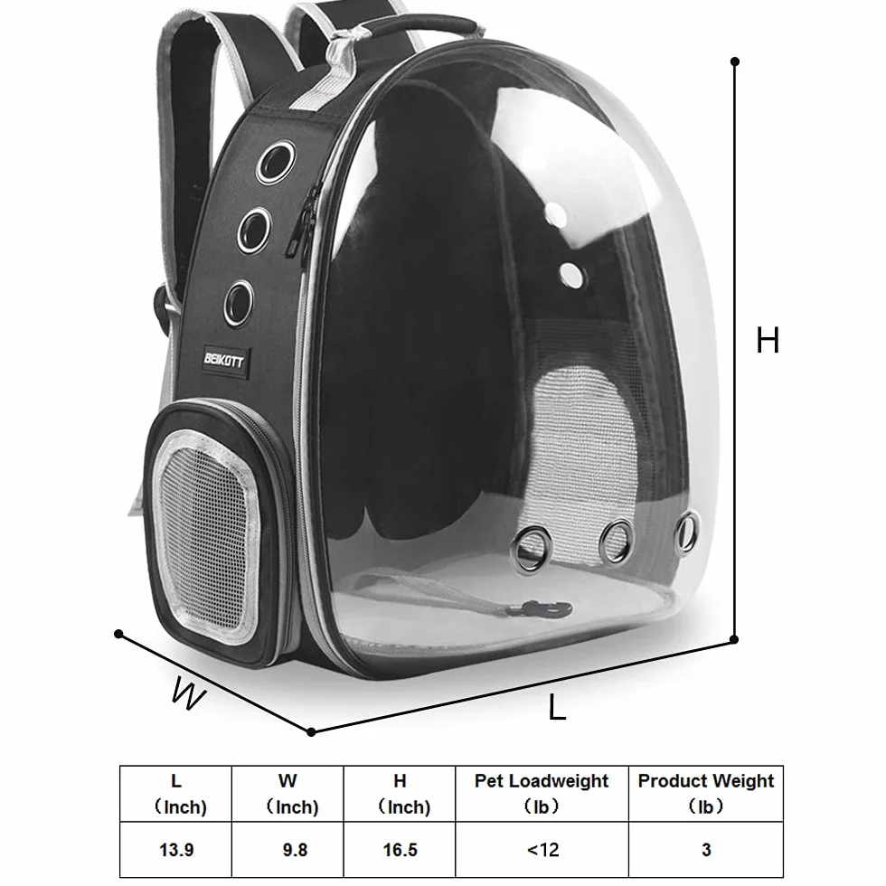 Sac à Dos de Transport pour Chat Chien approuvé par Les compagnies aériennes Capsule Transparente ventilé Voyage