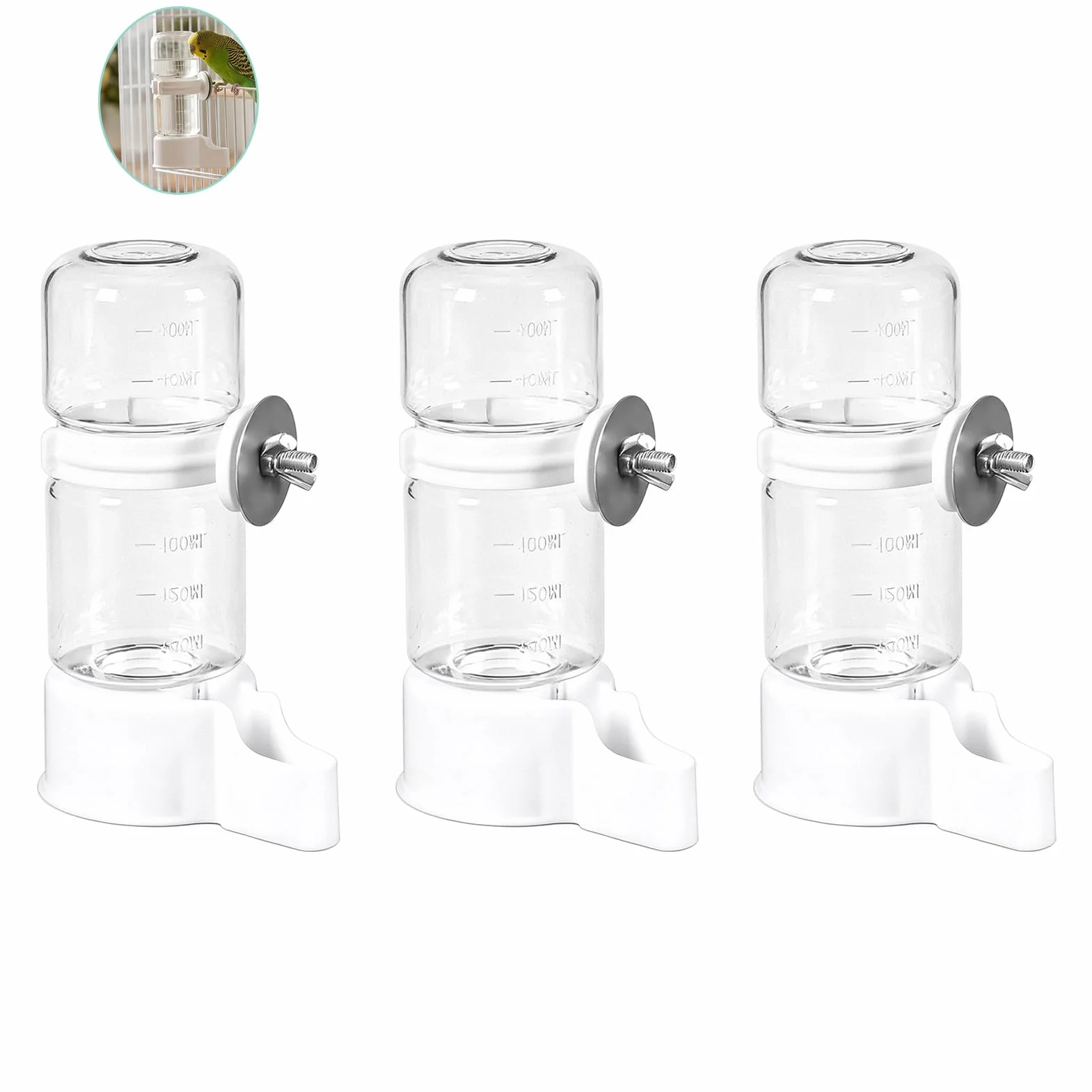 Abreuvoir Automatique pour Oiseaux de Cage 140 ML Transparent Distributeur Eau Oiseaux pour Perruches Perroquets