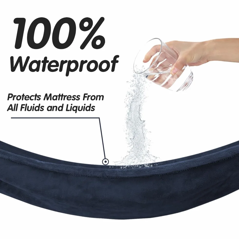 DUJUIKE Couvre-Lit Imperméable 102x152cm Bleu Marine Housse Protection Matelas Canapé