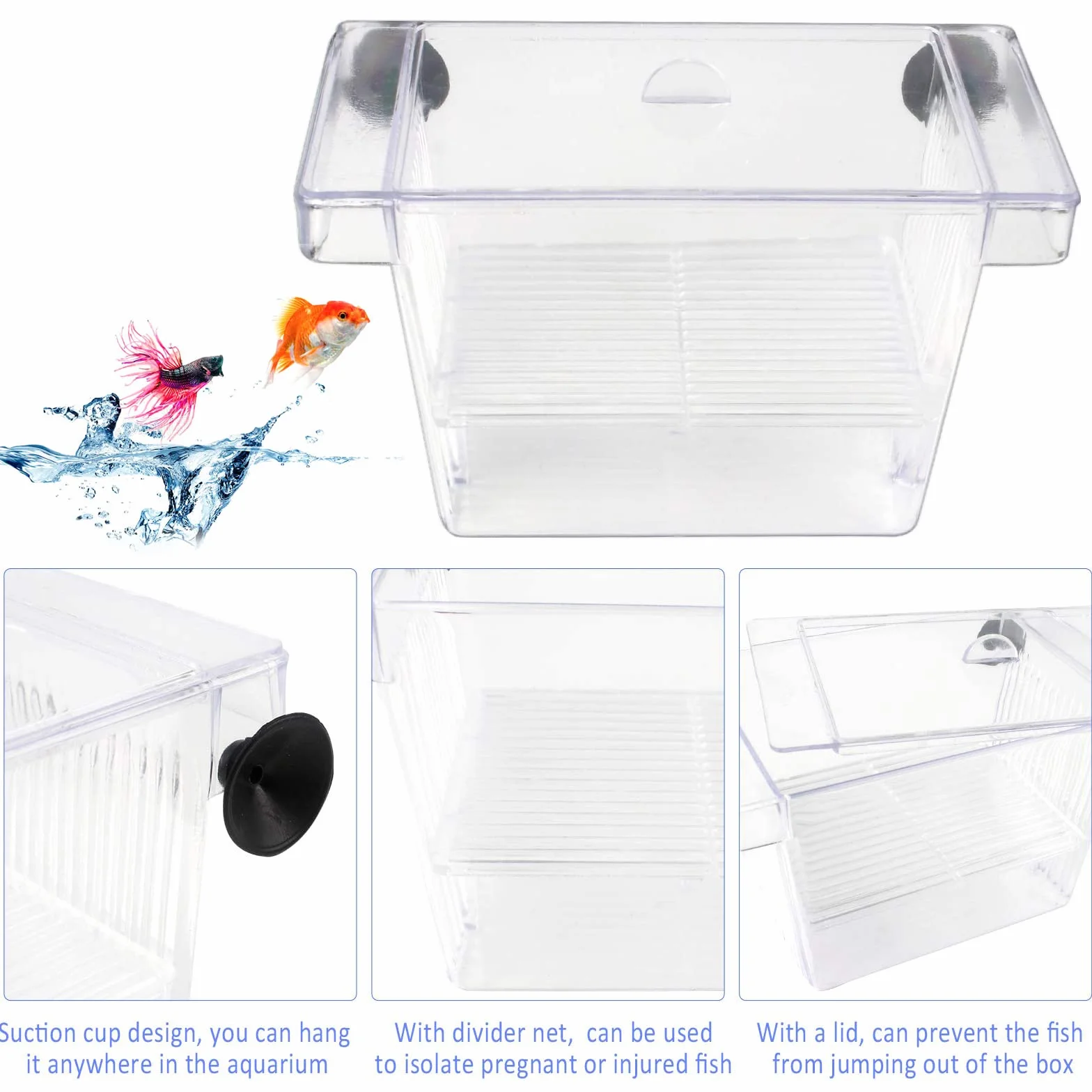 Pondoir Aquarium Plastique Bassin d'élevage Boîte d'Incubateur avec Ventouse