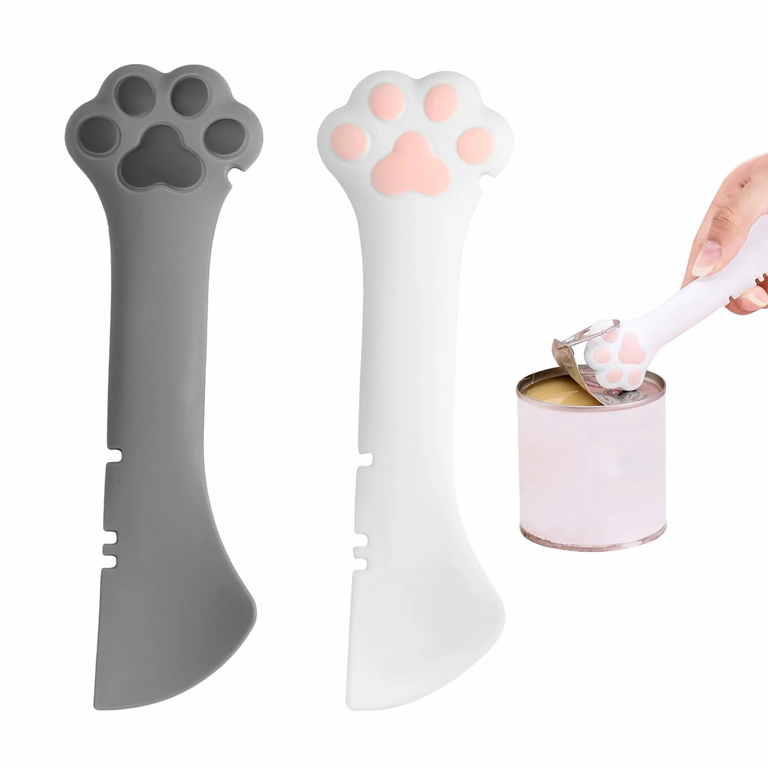 Lot de 2 cuillères à nourriture pour chat - Cuillère à chat - Ouvre-boîte multifonction - Pour animaux de compagnie - Cuillère à nourriture pour animaux de compagnie