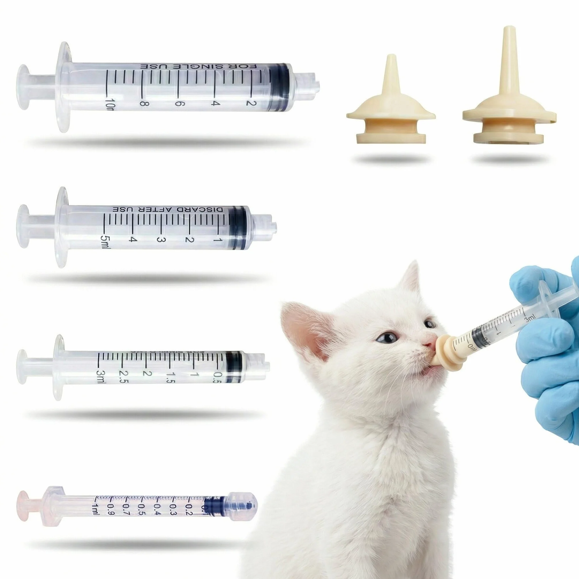 Kit de 10 Pièces pour Chatons - Mini Seringues à Tétons en Silicone Réutilisables