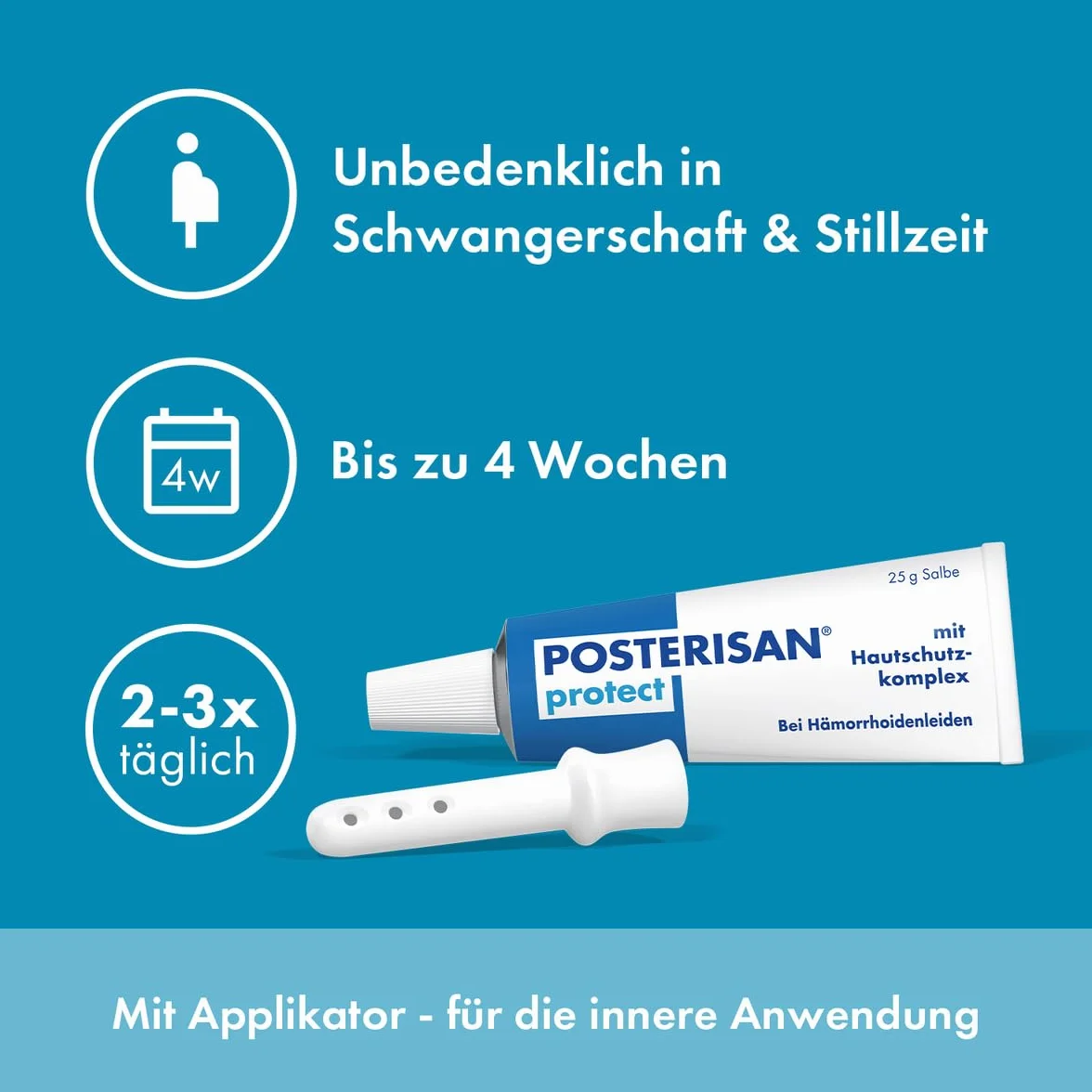 Posterisan protect Salbe bei Hämorrhoidenleiden mit Applikator, 25 g